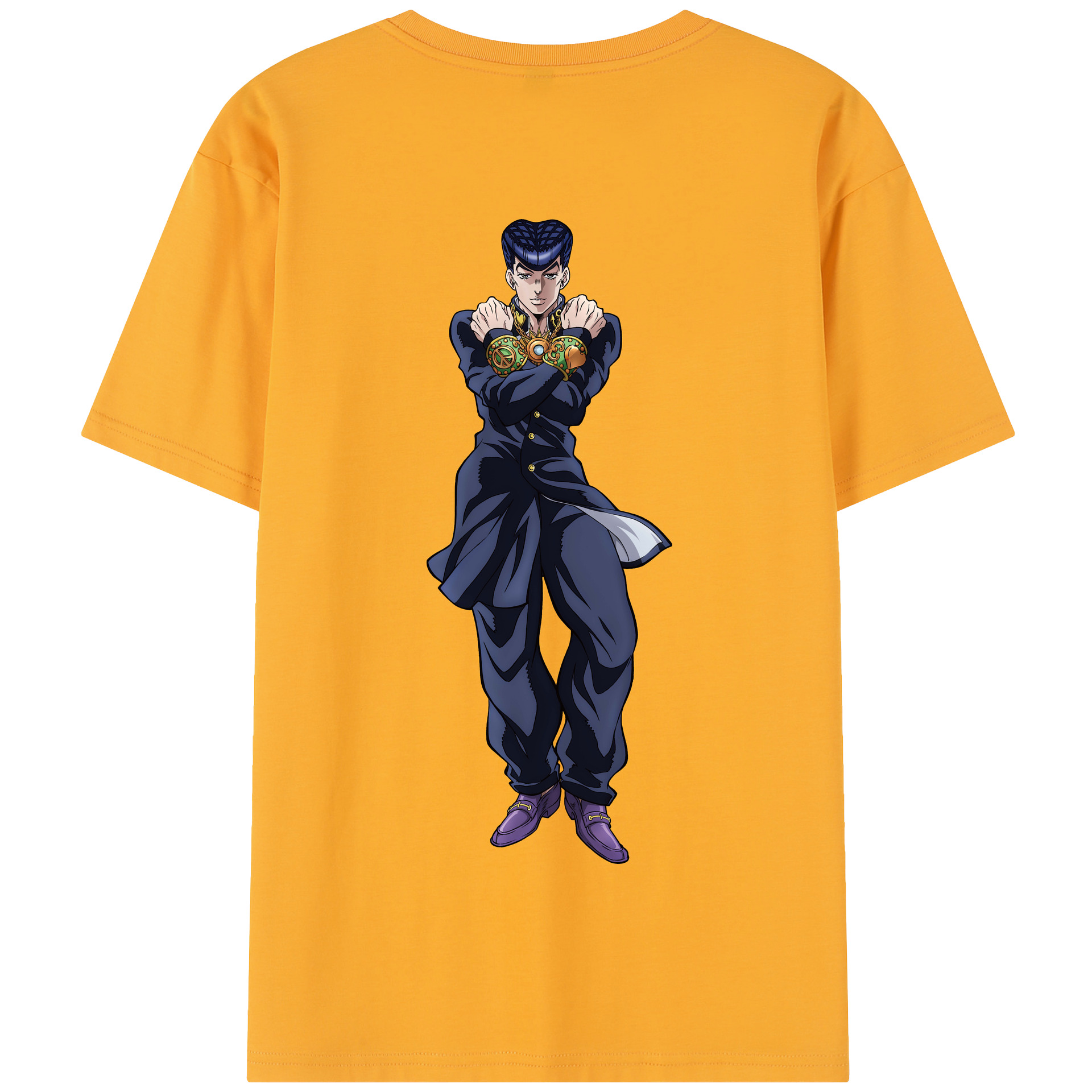 （画像用） ジョジョの奇妙な冒険 ひがしかた じょうすけ JoJo's Bizarre Adventure Higashikata Josuke 綿100％半袖Tシャツ（背面プリント）