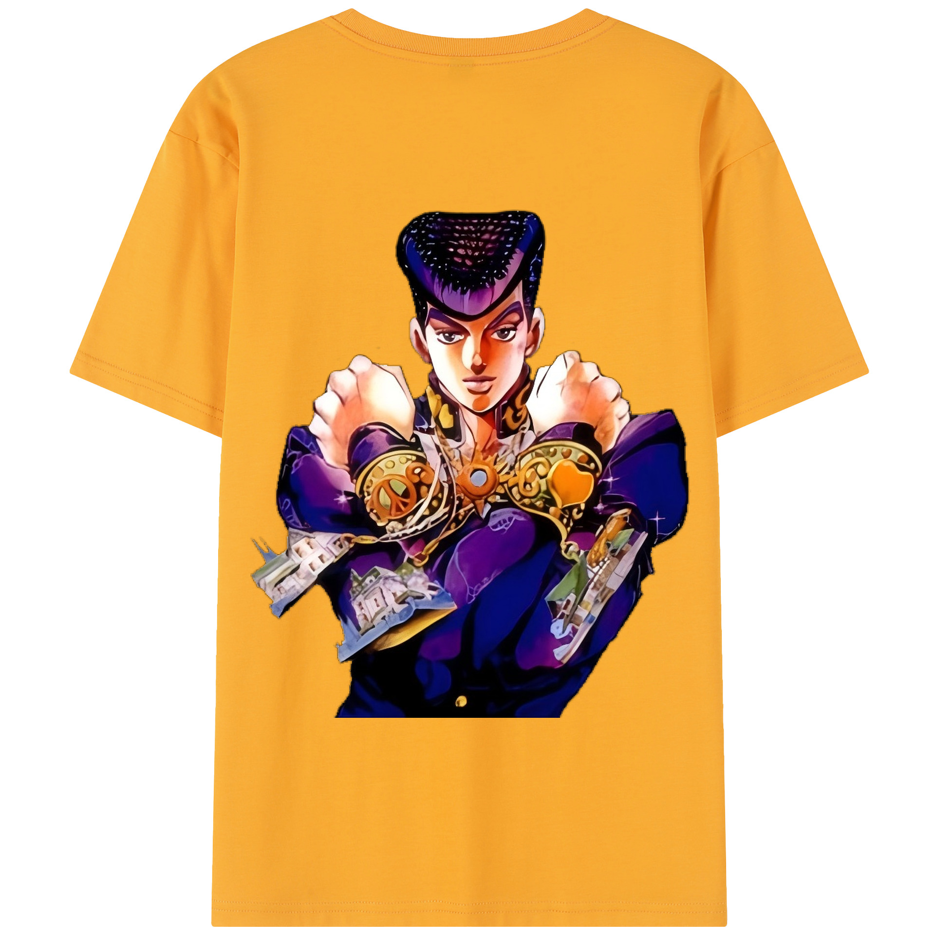 （画像用） ジョジョの奇妙な冒険 ひがしかた じょうすけ JoJo's Bizarre Adventure Higashikata Josuke 綿100％半袖Tシャツ（背面プリント）
