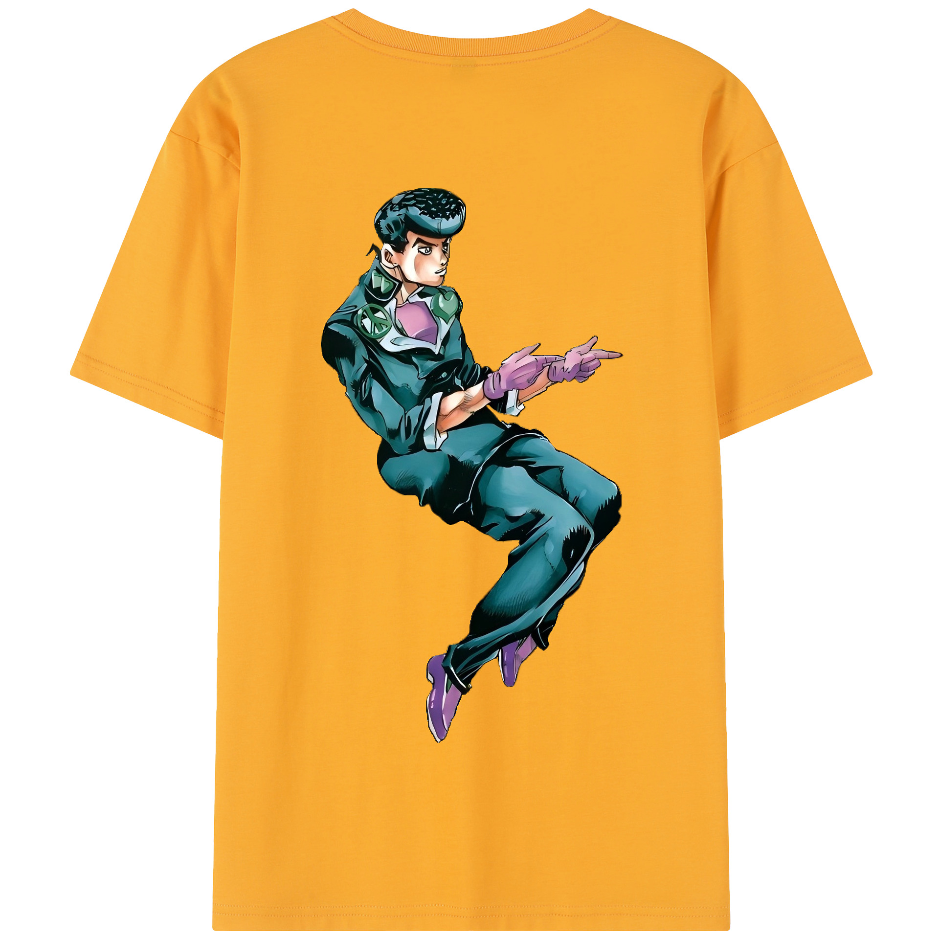 （画像用） ジョジョの奇妙な冒険 ひがしかた じょうすけ JoJo's Bizarre Adventure Higashikata Josuke 綿100％半袖Tシャツ（背面プリント）