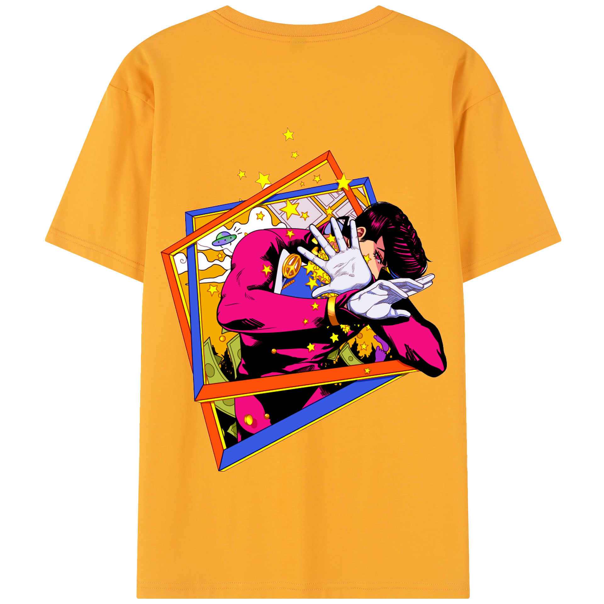（画像用） ジョジョの奇妙な冒険 ひがしかた じょうすけ JoJo's Bizarre Adventure Higashikata Josuke 綿100％半袖Tシャツ（背面プリント）