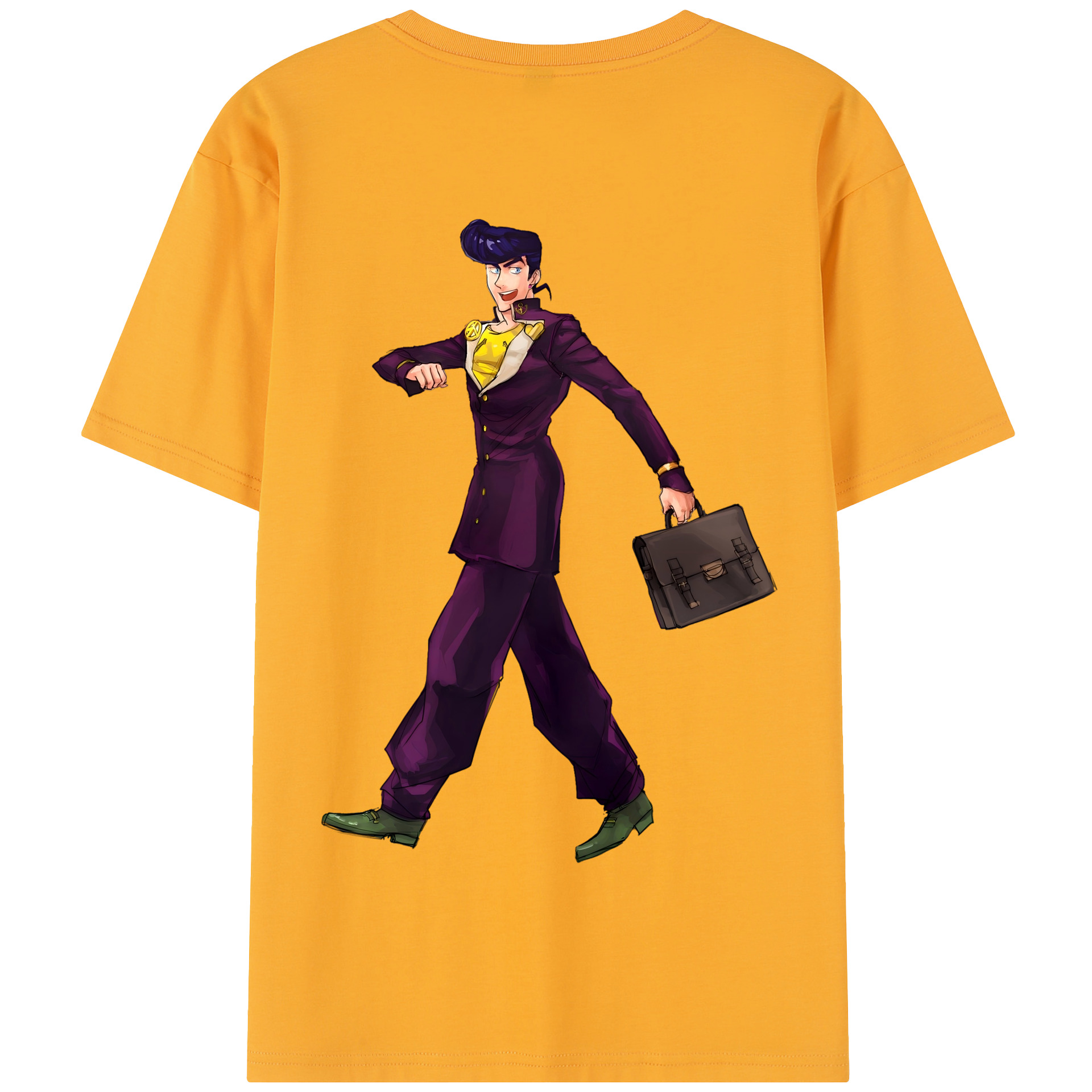 （画像用） ジョジョの奇妙な冒険 ひがしかた じょうすけ JoJo's Bizarre Adventure Higashikata Josuke 綿100％半袖Tシャツ（背面プリント）