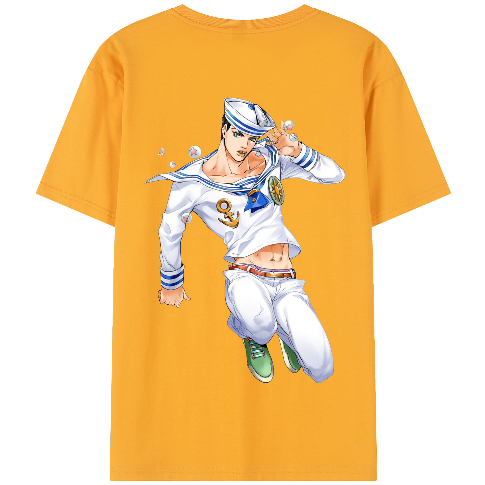 （画像用） ジョジョの奇妙な冒険 東方定助 JoJo's Bizarre Adventure Higashikata Josuke 綿100％半袖Tシャツ（背面プリント）