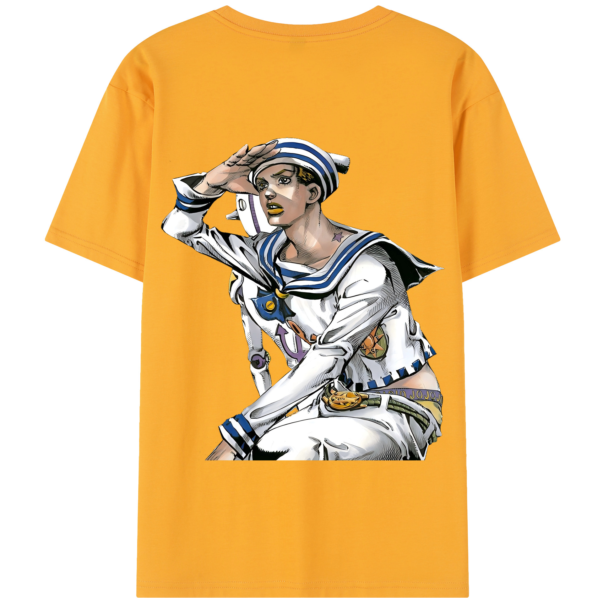 （画像用） ジョジョの奇妙な冒険 東方定助 JoJo's Bizarre Adventure Higashikata Josuke 綿100％半袖Tシャツ（背面プリント）