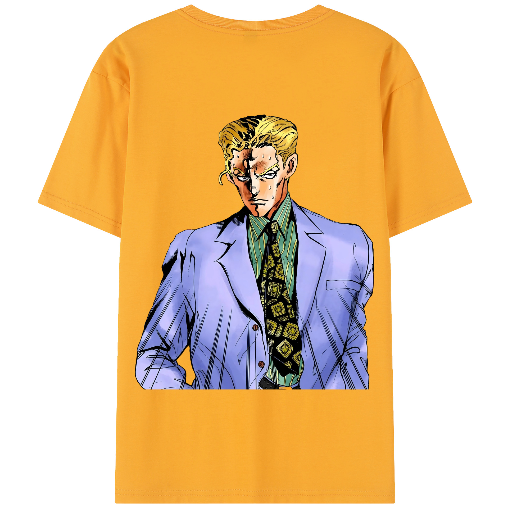 （画像用） ジョジョの奇妙な冒険 きら よしかげ JoJo's Bizarre Adventure Kira Yoshikage 綿100％半袖Tシャツ（背面プリント）