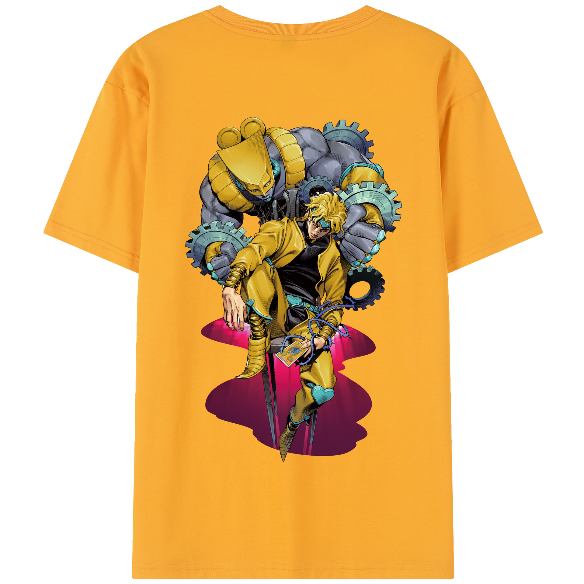 （画像用） ジョジョの奇妙な冒険 ディオ?ブランドー JoJo's Bizarre Adventure Dio Brando 綿100％半袖Tシャツ（背面プリント）