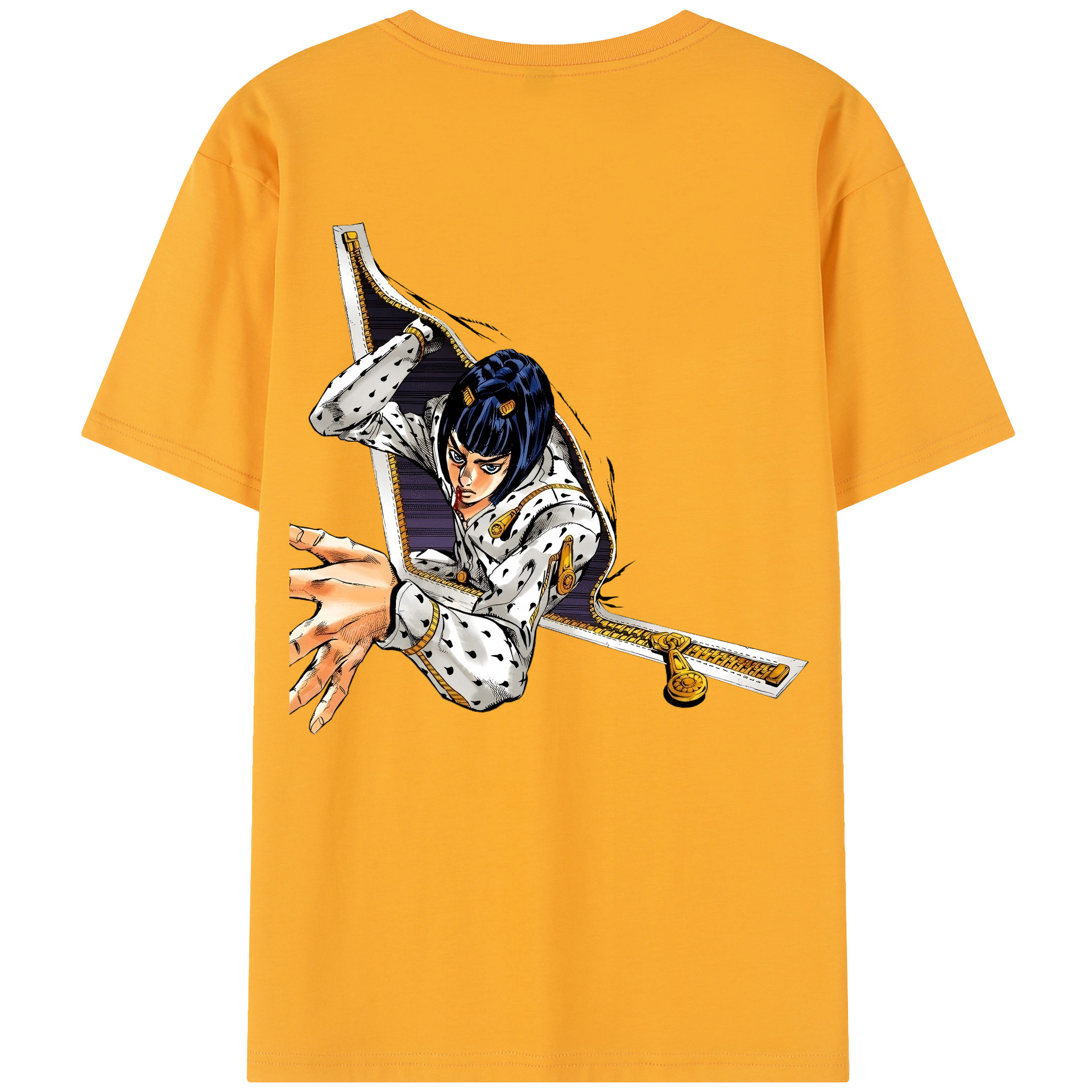 （画像用） ジョジョの奇妙な冒険 ブローノ?ブチャラティ JoJo's Bizarre Adventure Bruno Bucciarati 綿100％半袖Tシャツ（背面プリント）
