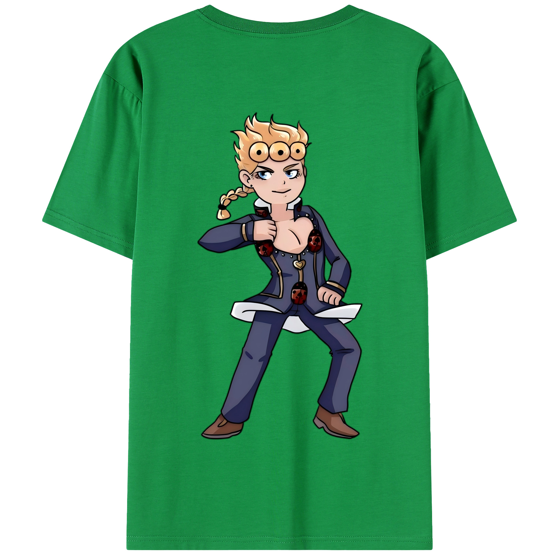（画像用） ジョジョの奇妙な冒険 ジョルノ?ジョバァーナ JoJo's Bizarre Adventure Giorno Giovanna 綿100％半袖Tシャツ（背面プリント）