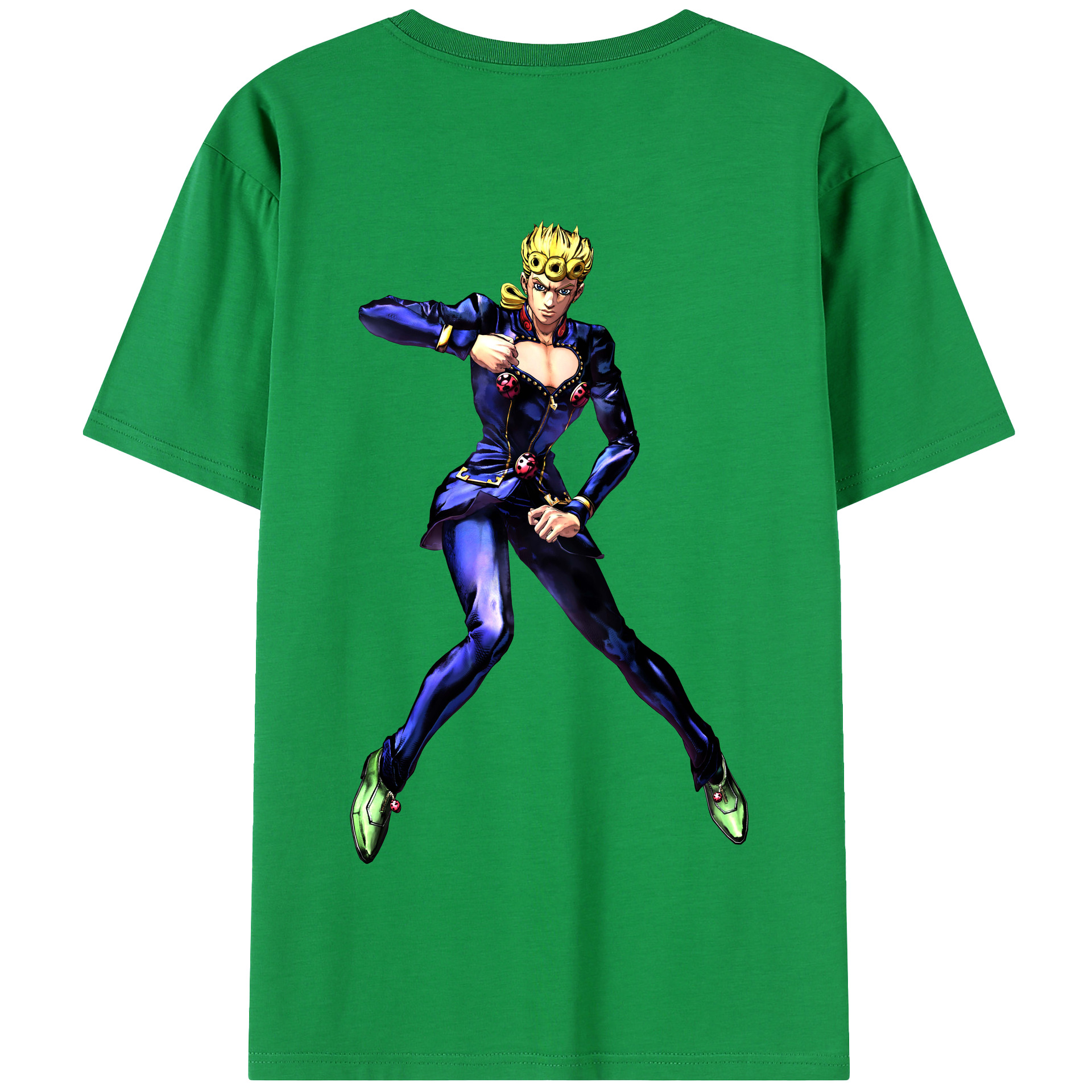 （画像用） ジョジョの奇妙な冒険 ジョルノ?ジョバァーナ JoJo's Bizarre Adventure Giorno Giovanna 綿100％半袖Tシャツ（背面プリント）