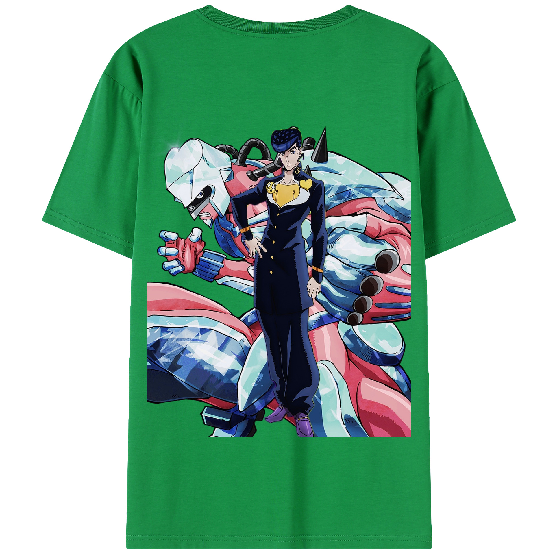 （画像用） ジョジョの奇妙な冒険 ひがしかた じょうすけ JoJo's Bizarre Adventure Higashikata Josuke 綿100％半袖Tシャツ（背面プリント）