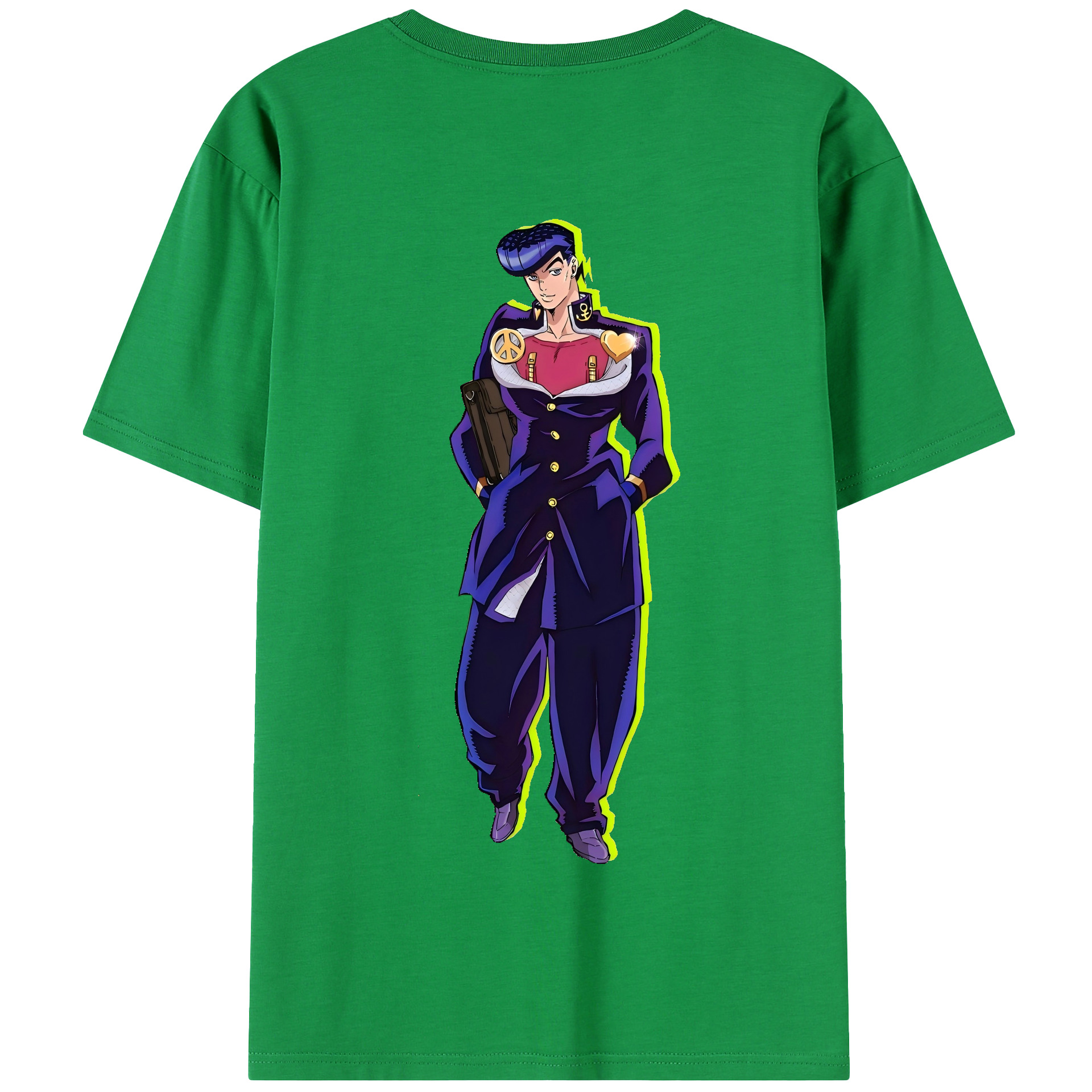 （画像用） ジョジョの奇妙な冒険 ひがしかた じょうすけ JoJo's Bizarre Adventure Higashikata Josuke 綿100％半袖Tシャツ（背面プリント）