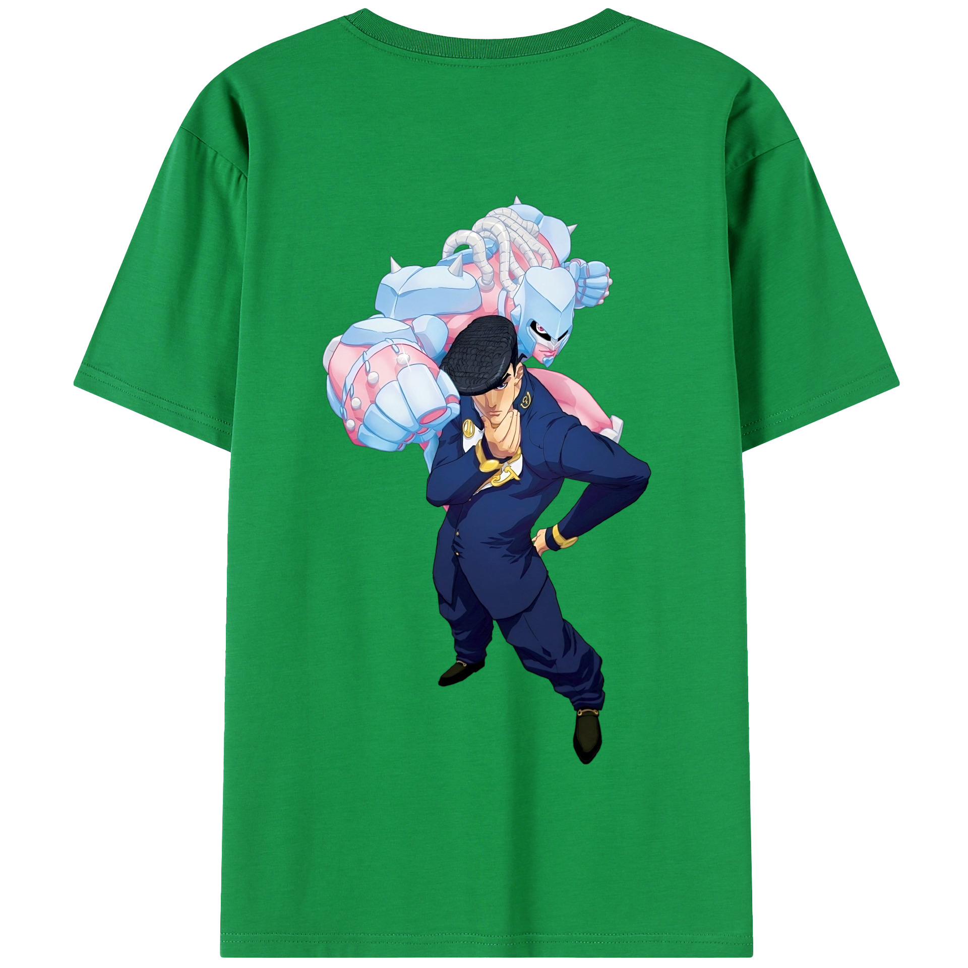（画像用） ジョジョの奇妙な冒険 ひがしかた じょうすけ JoJo's Bizarre Adventure Higashikata Josuke 綿100％半袖Tシャツ（背面プリント）