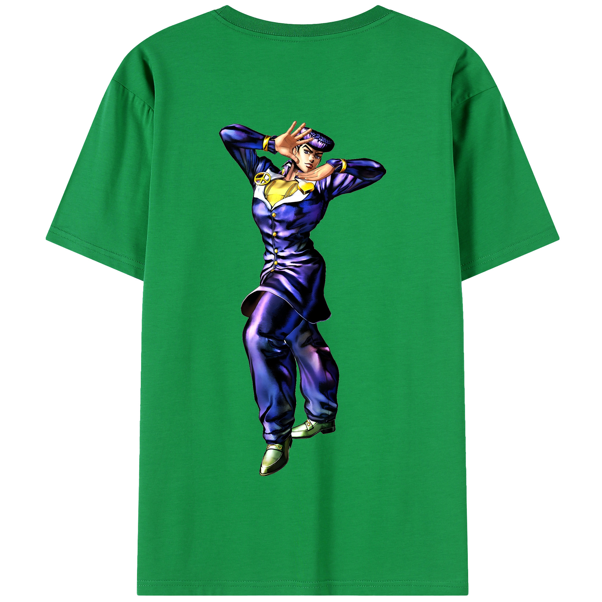 （画像用） ジョジョの奇妙な冒険 ひがしかた じょうすけ JoJo's Bizarre Adventure Higashikata Josuke 綿100％半袖Tシャツ（背面プリント）