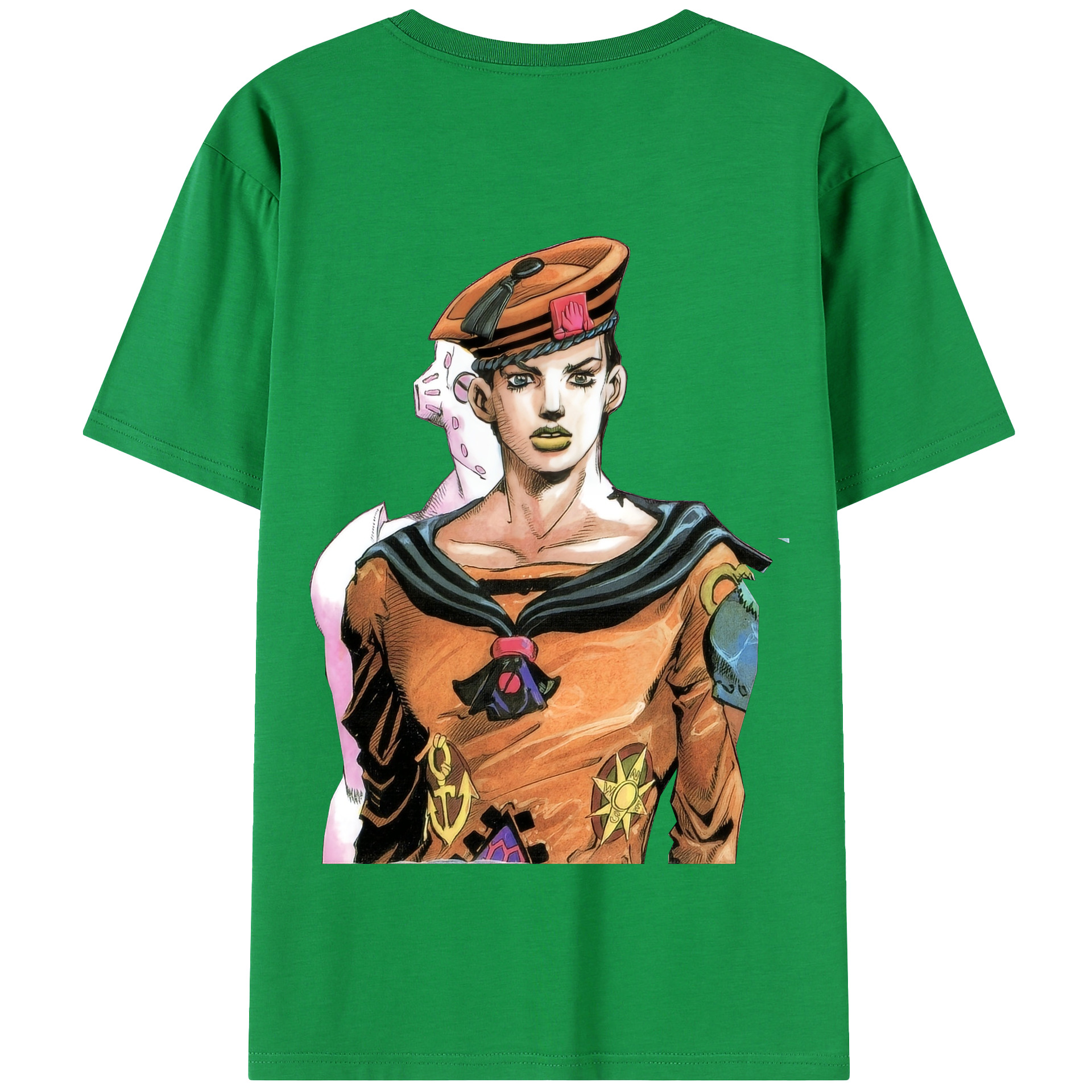 （画像用） ジョジョの奇妙な冒険 東方定助 JoJo's Bizarre Adventure Higashikata Josuke 綿100％半袖Tシャツ（背面プリント）