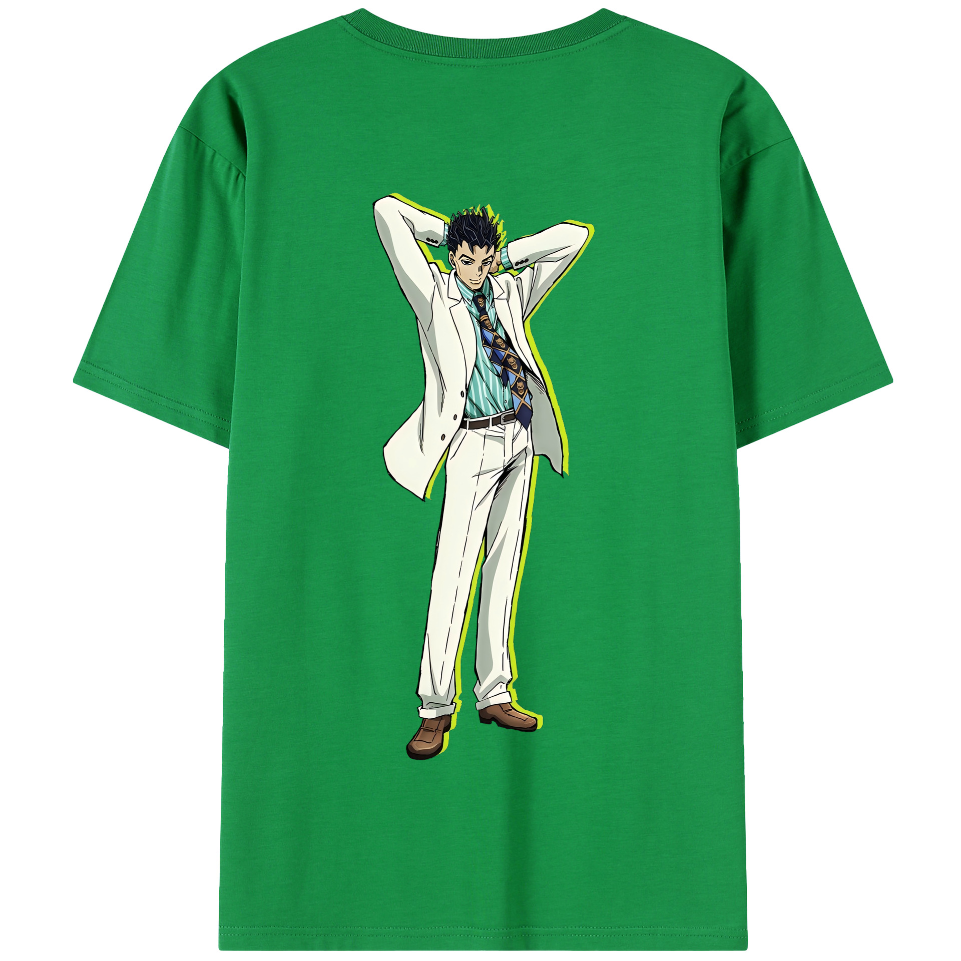 （画像用） ジョジョの奇妙な冒険 きら よしかげ JoJo's Bizarre Adventure Kira Yoshikage 綿100％半袖Tシャツ（背面プリント）