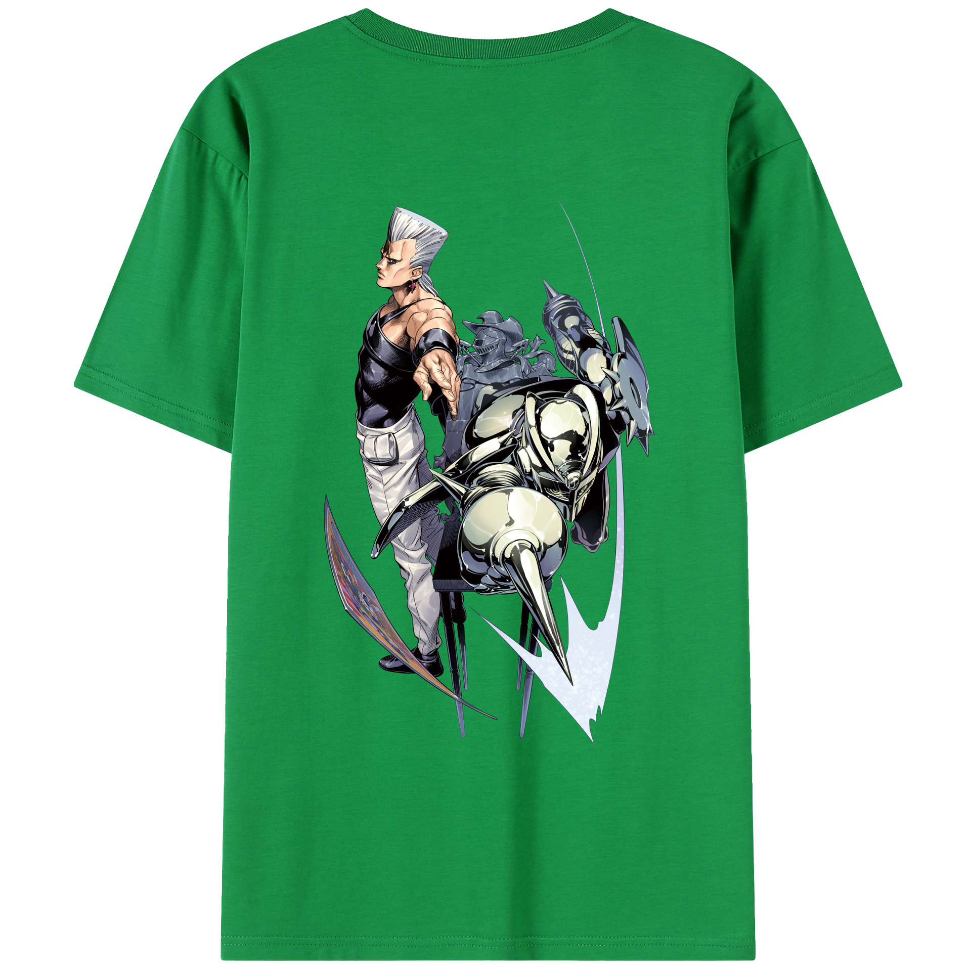 （画像用） ジョジョの奇妙な冒険 ジャン＝ピエール?ポルナレフ JoJo's Bizarre Adventure Jan Pierre Polnareff 綿100％半袖Tシャツ（背面プリント）