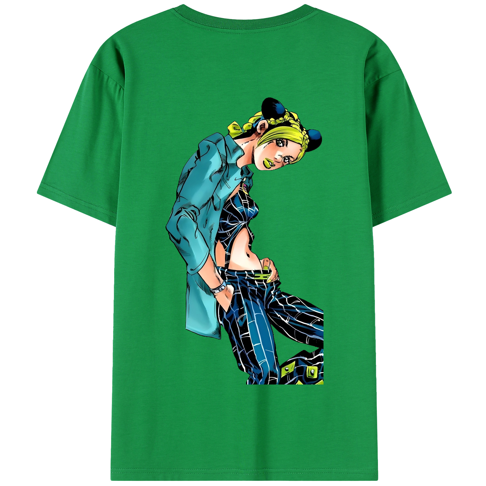 （画像用） "ジョジョの奇妙な冒険 くうじょう ジョリーン JoJo's Bizarre Adventure Jolyne Cujoh " 綿100％半袖Tシャツ（背面プリント）