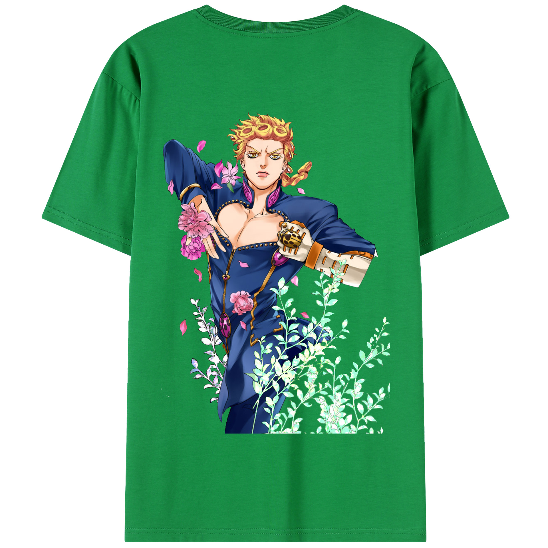 （画像用） ジョジョの奇妙な冒険 ジョルノ?ジョバァーナ JoJo's Bizarre Adventure Giorno Giovanna 綿100％半袖Tシャツ（背面プリント）