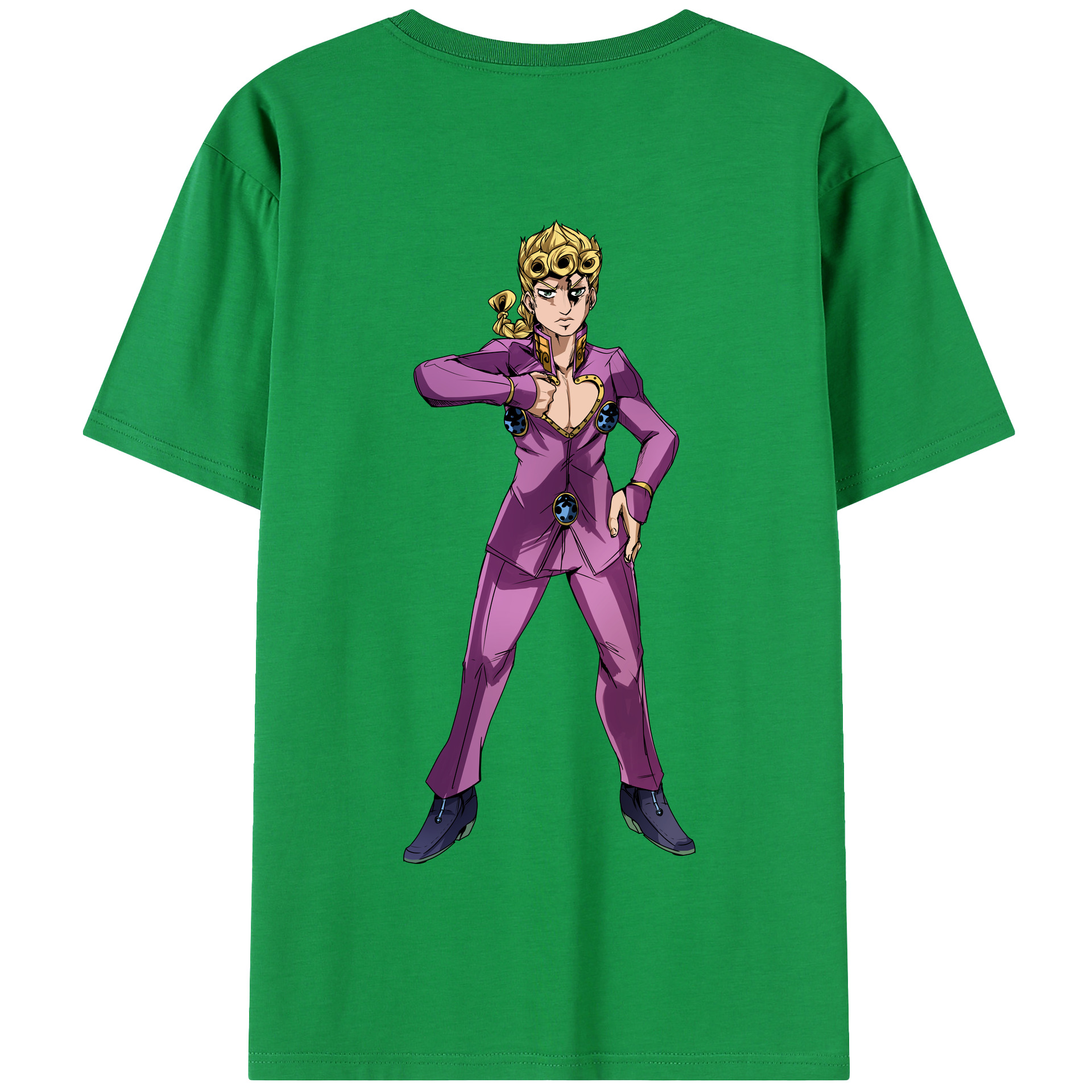 （画像用） ジョジョの奇妙な冒険 ジョルノ?ジョバァーナ JoJo's Bizarre Adventure Giorno Giovanna 綿100％半袖Tシャツ（背面プリント）