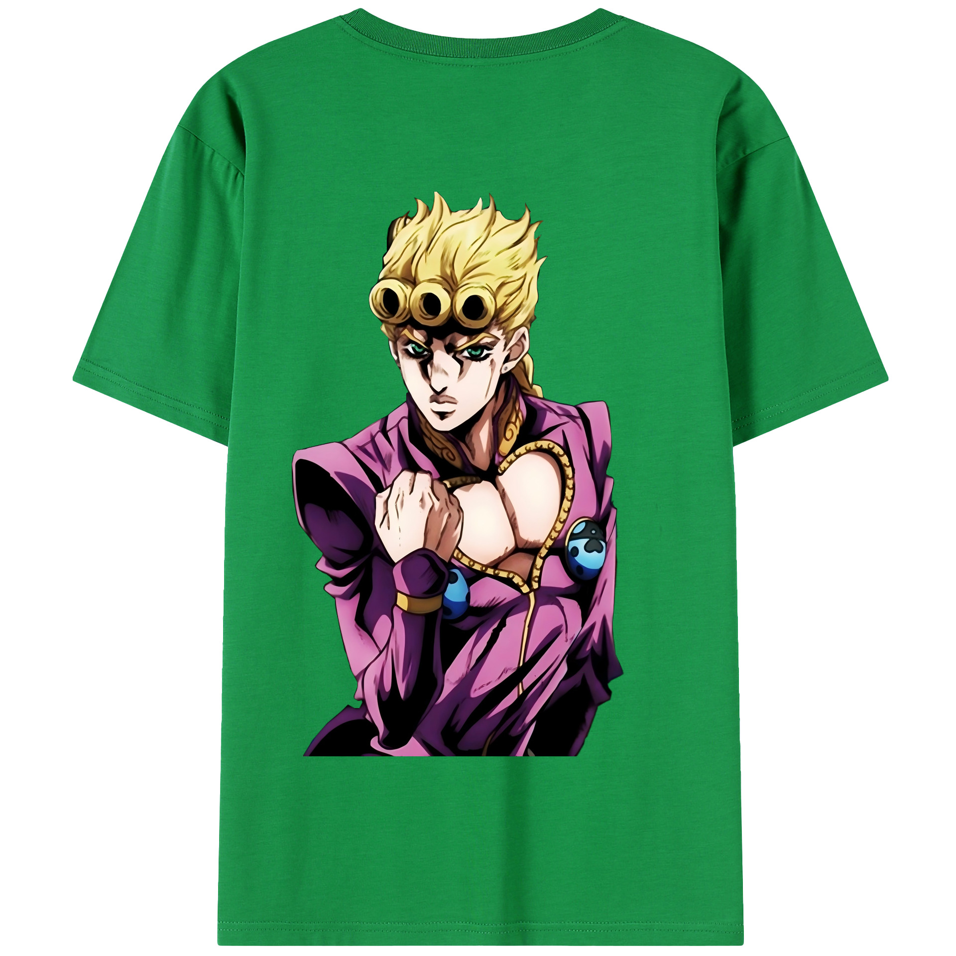 （画像用） ジョジョの奇妙な冒険 ジョルノ?ジョバァーナ JoJo's Bizarre Adventure Giorno Giovanna 綿100％半袖Tシャツ（背面プリント）