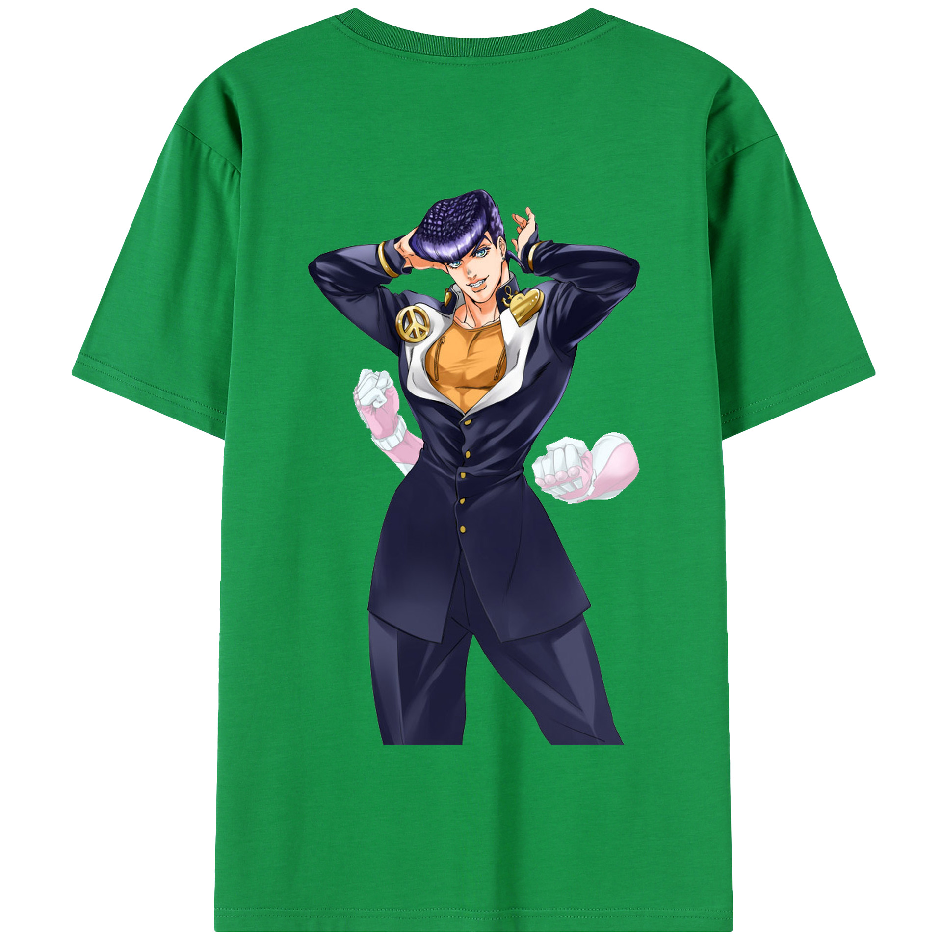 （画像用） ジョジョの奇妙な冒険 ひがしかた じょうすけ JoJo's Bizarre Adventure Higashikata Josuke 綿100％半袖Tシャツ（背面プリント）