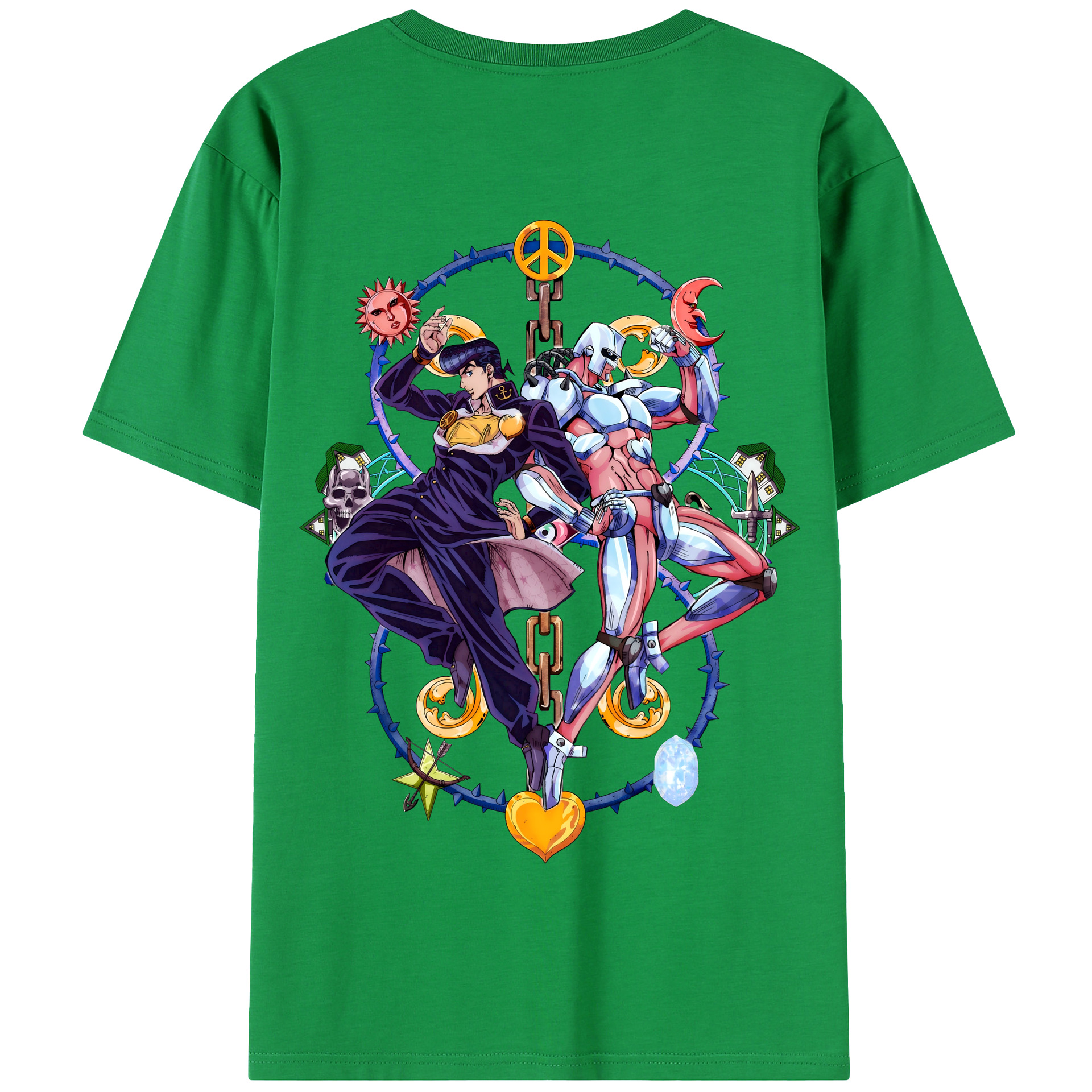 （画像用） ジョジョの奇妙な冒険 ひがしかた じょうすけ JoJo's Bizarre Adventure Higashikata Josuke 綿100％半袖Tシャツ（背面プリント）