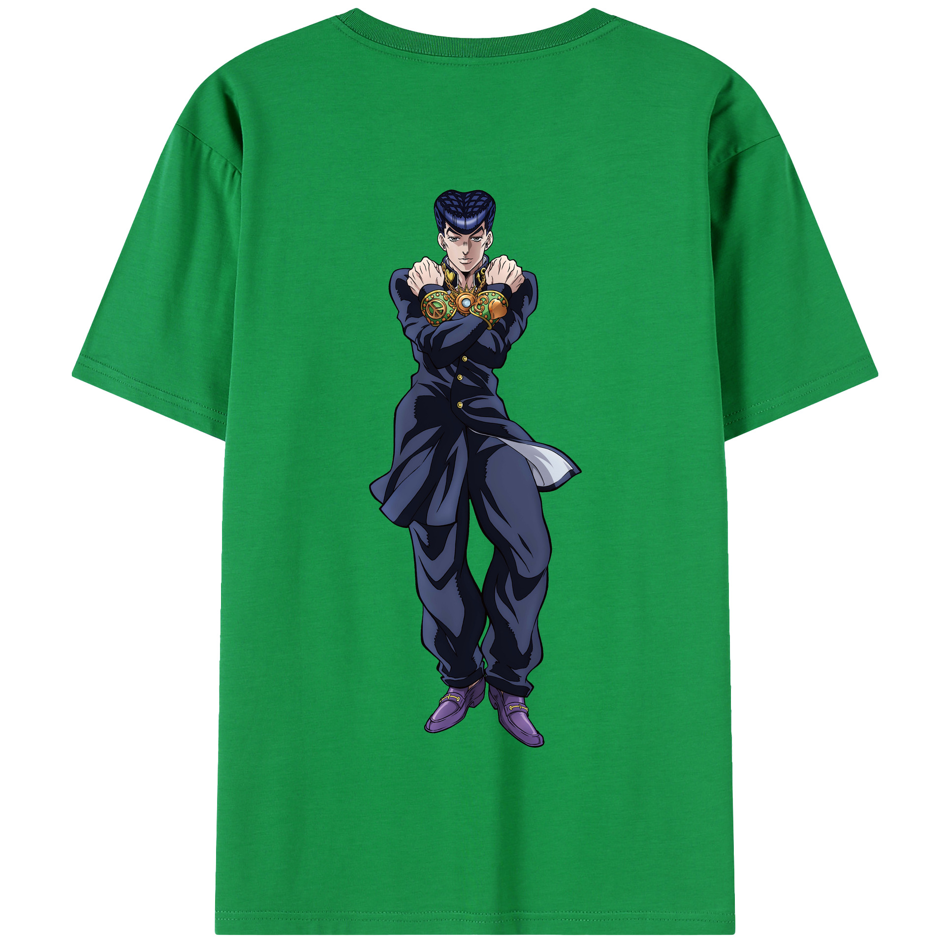 （画像用） ジョジョの奇妙な冒険 ひがしかた じょうすけ JoJo's Bizarre Adventure Higashikata Josuke 綿100％半袖Tシャツ（背面プリント）