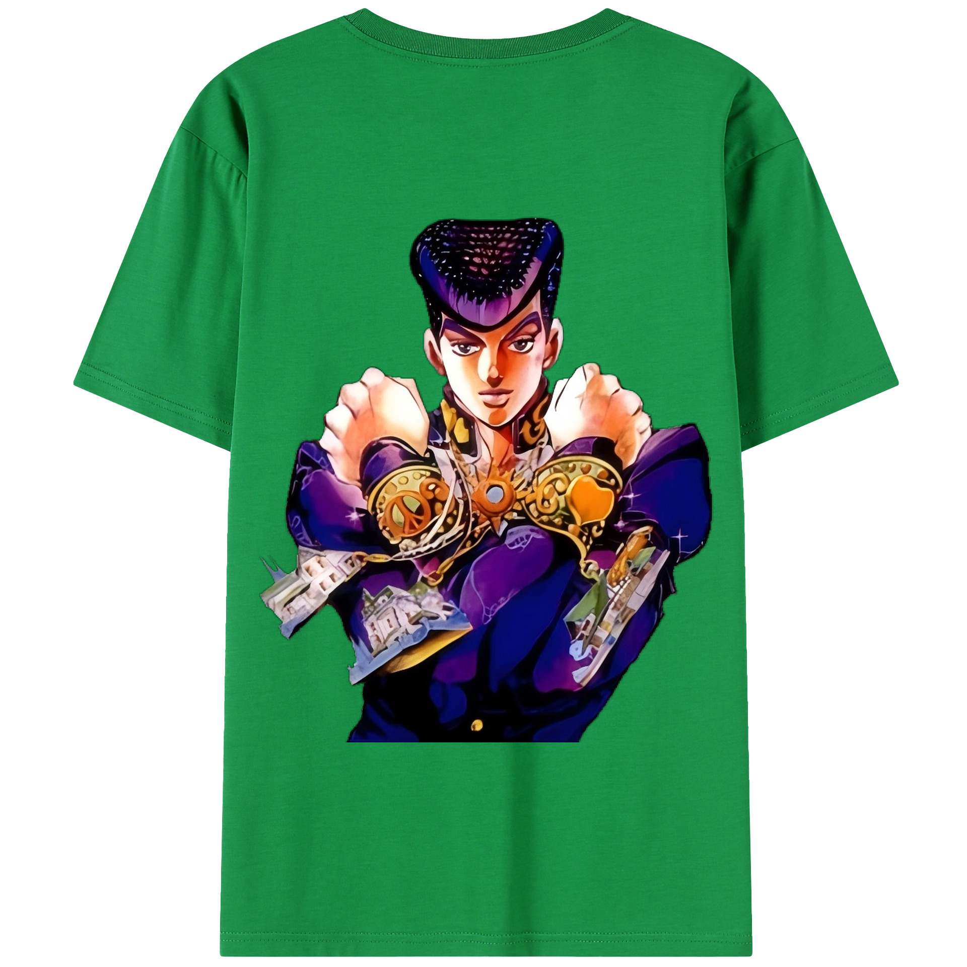 （画像用） ジョジョの奇妙な冒険 ひがしかた じょうすけ JoJo's Bizarre Adventure Higashikata Josuke 綿100％半袖Tシャツ（背面プリント）