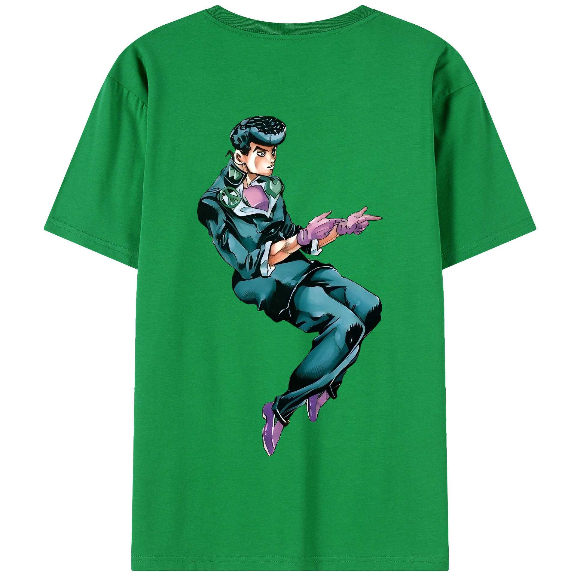 （画像用） ジョジョの奇妙な冒険 ひがしかた じょうすけ JoJo's Bizarre Adventure Higashikata Josuke 綿100％半袖Tシャツ（背面プリント）
