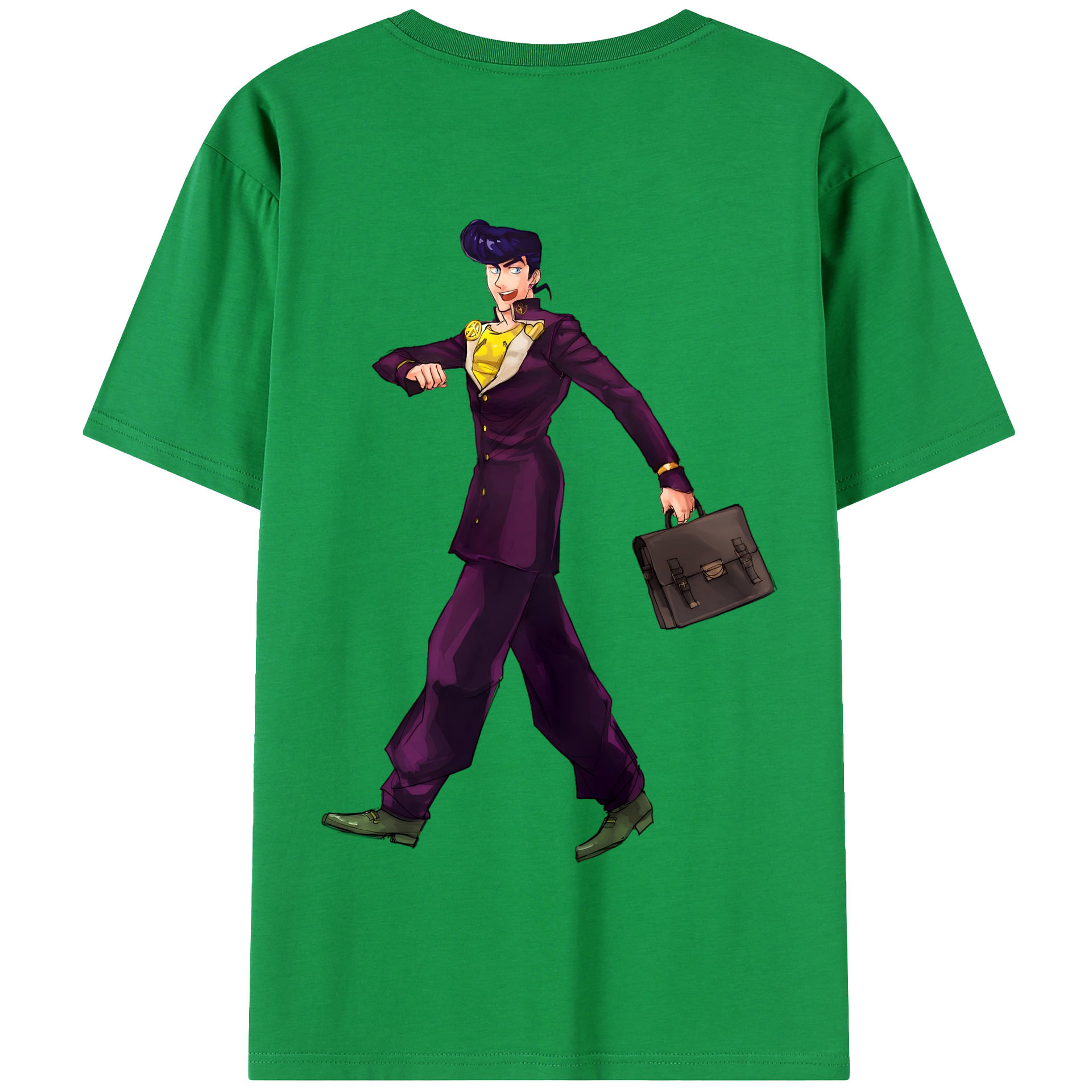 （画像用） ジョジョの奇妙な冒険 ひがしかた じょうすけ JoJo's Bizarre Adventure Higashikata Josuke 綿100％半袖Tシャツ（背面プリント）