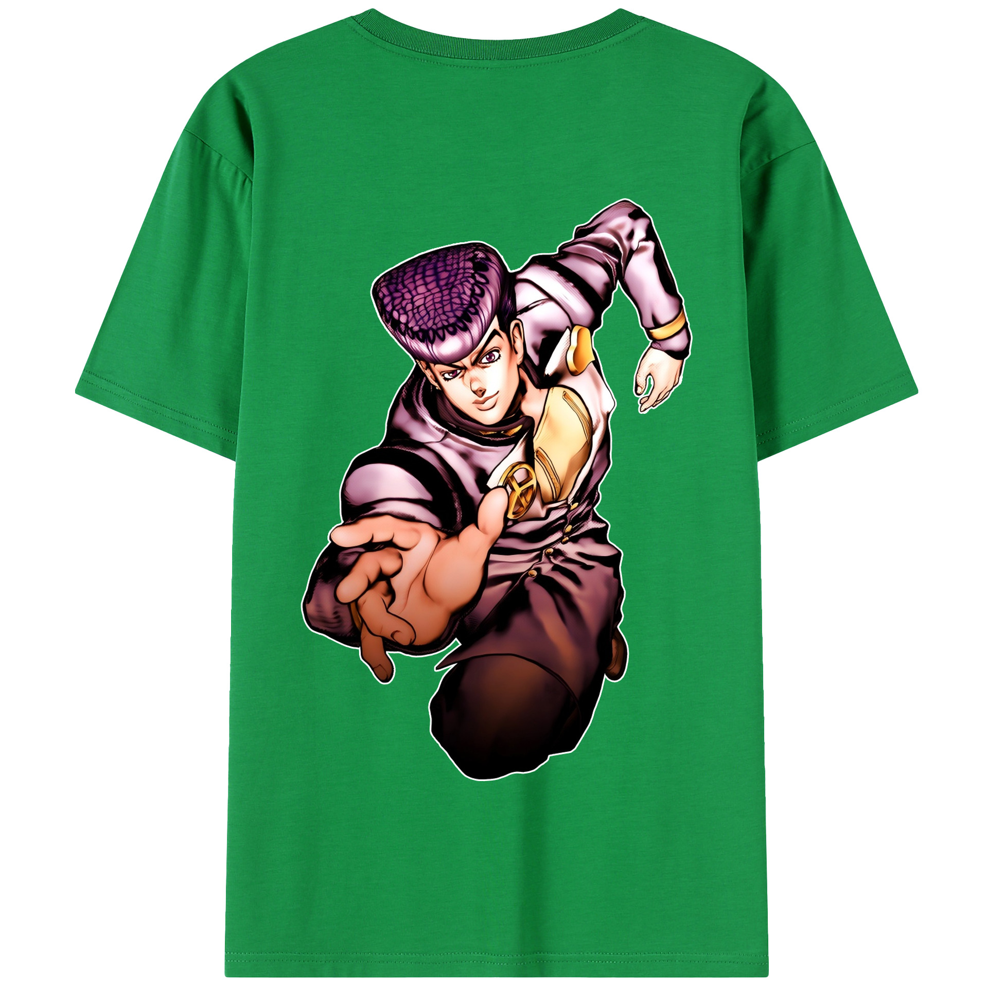 （画像用） ジョジョの奇妙な冒険 ひがしかた じょうすけ JoJo's Bizarre Adventure Higashikata Josuke 綿100％半袖Tシャツ（背面プリント）