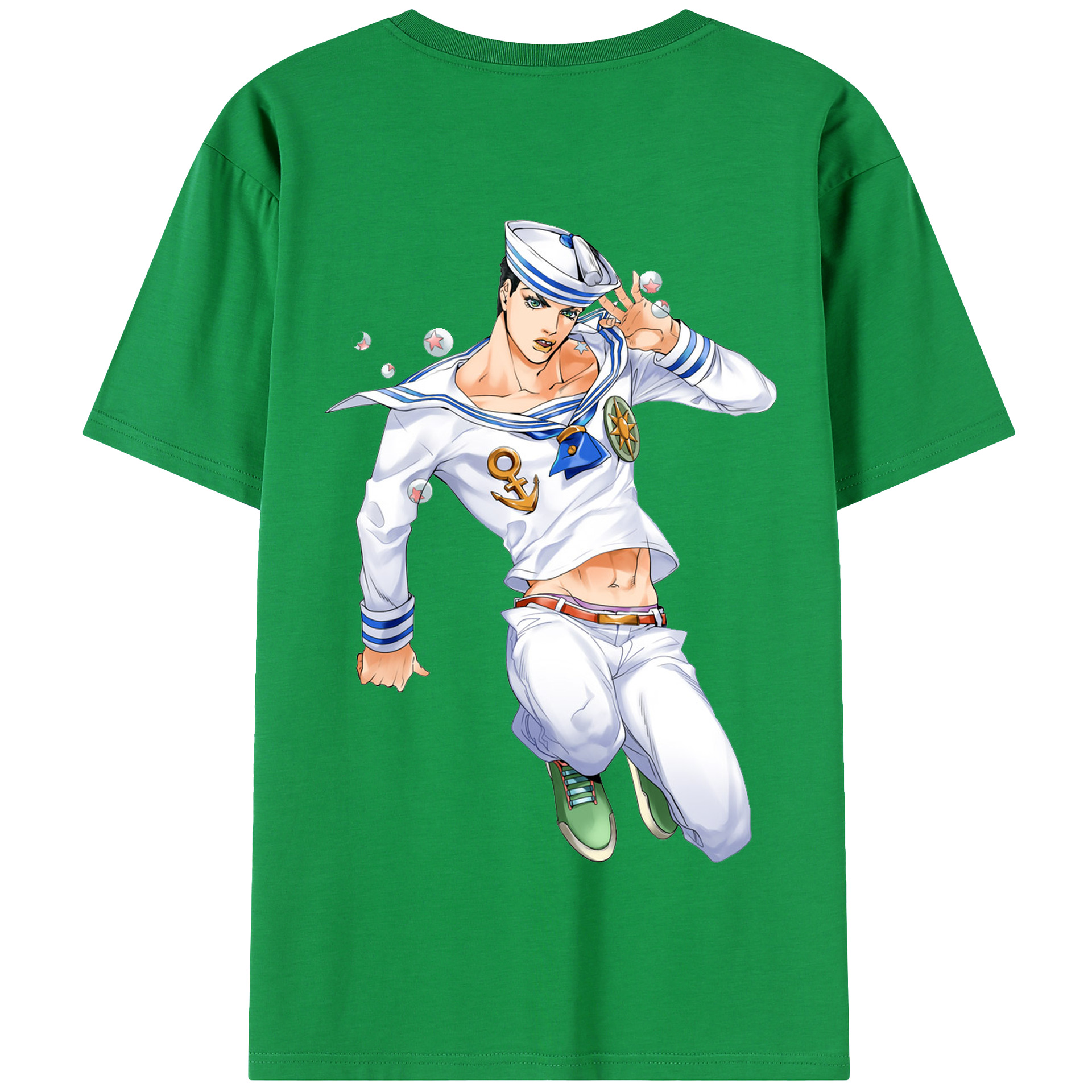 （画像用） ジョジョの奇妙な冒険 東方定助 JoJo's Bizarre Adventure Higashikata Josuke 綿100％半袖Tシャツ（背面プリント）