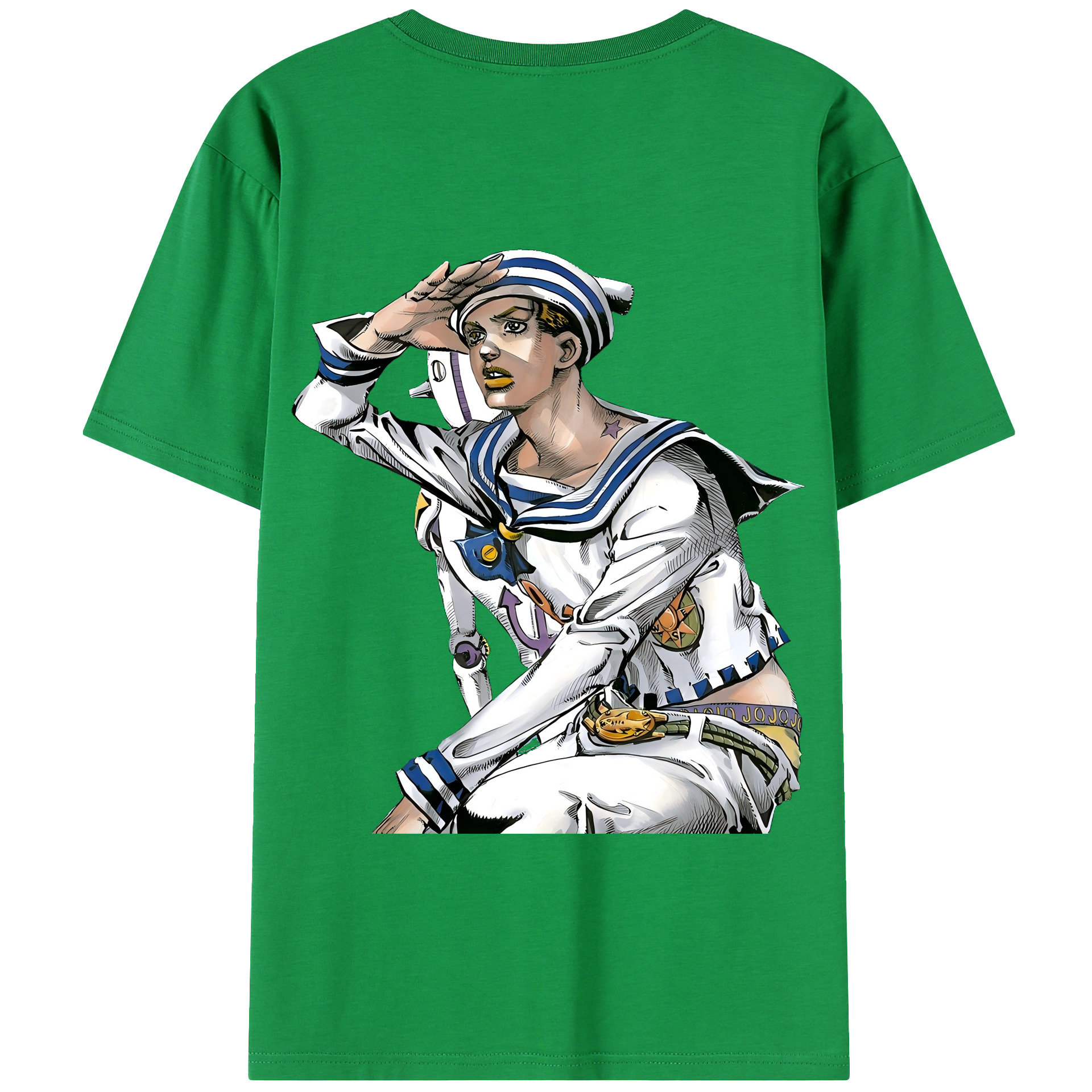 （画像用） ジョジョの奇妙な冒険 東方定助 JoJo's Bizarre Adventure Higashikata Josuke 綿100％半袖Tシャツ（背面プリント）