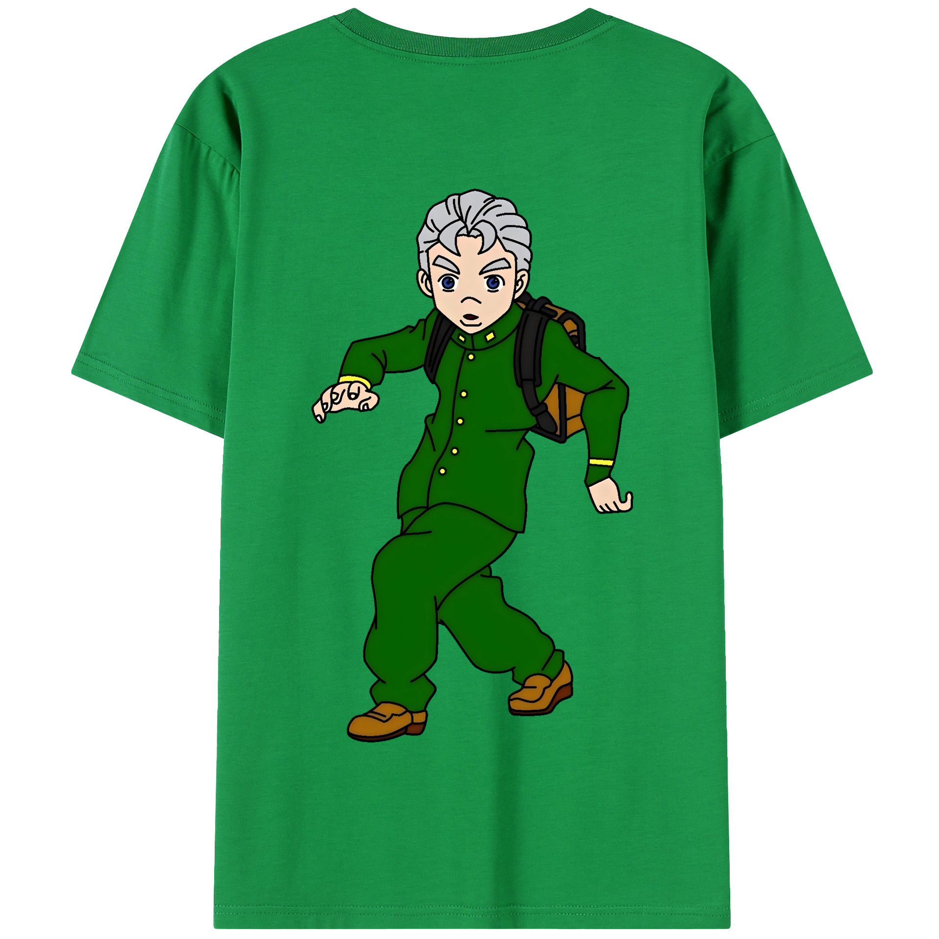 （画像用） ジョジョの奇妙な冒険 広瀨康一 JoJo's Bizarre Adventure Hirose Koichi 綿100％半袖Tシャツ（背面プリント）