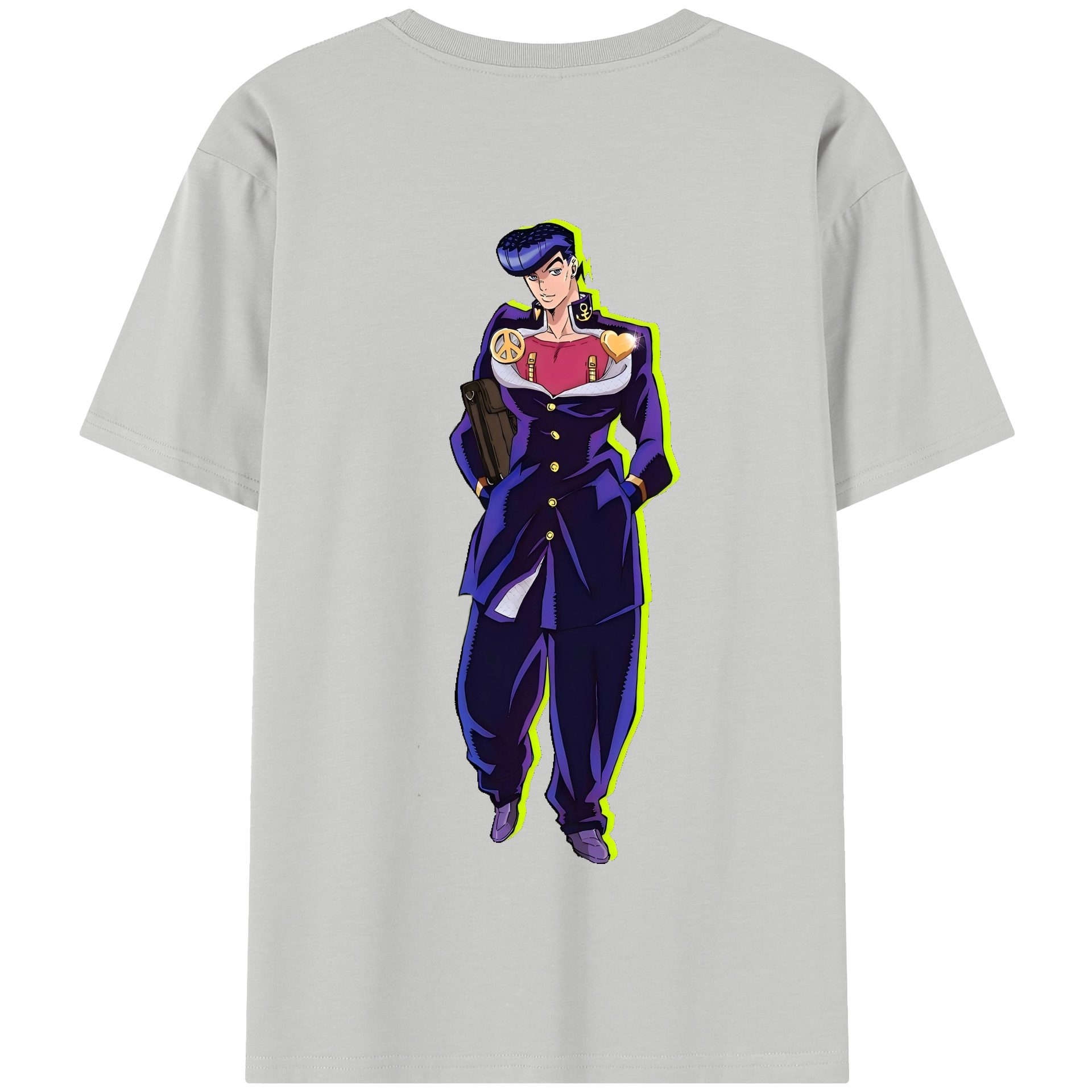 （画像用） ジョジョの奇妙な冒険 ひがしかた じょうすけ JoJo's Bizarre Adventure Higashikata Josuke 綿100％半袖Tシャツ（背面プリント）