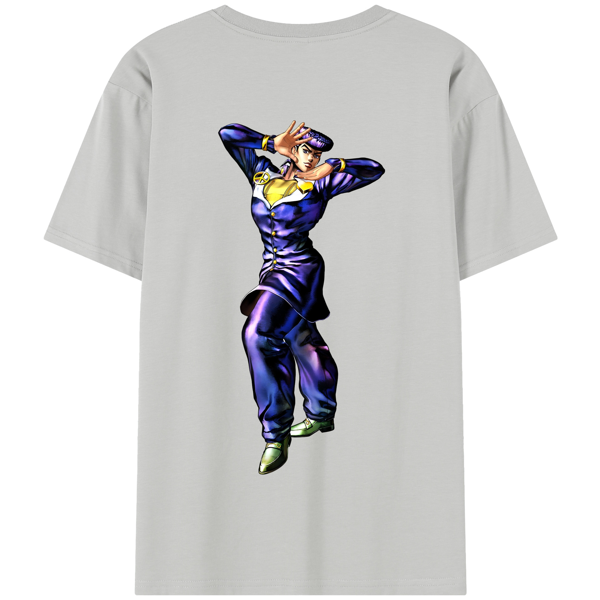 （画像用） ジョジョの奇妙な冒険 ひがしかた じょうすけ JoJo's Bizarre Adventure Higashikata Josuke 綿100％半袖Tシャツ（背面プリント）