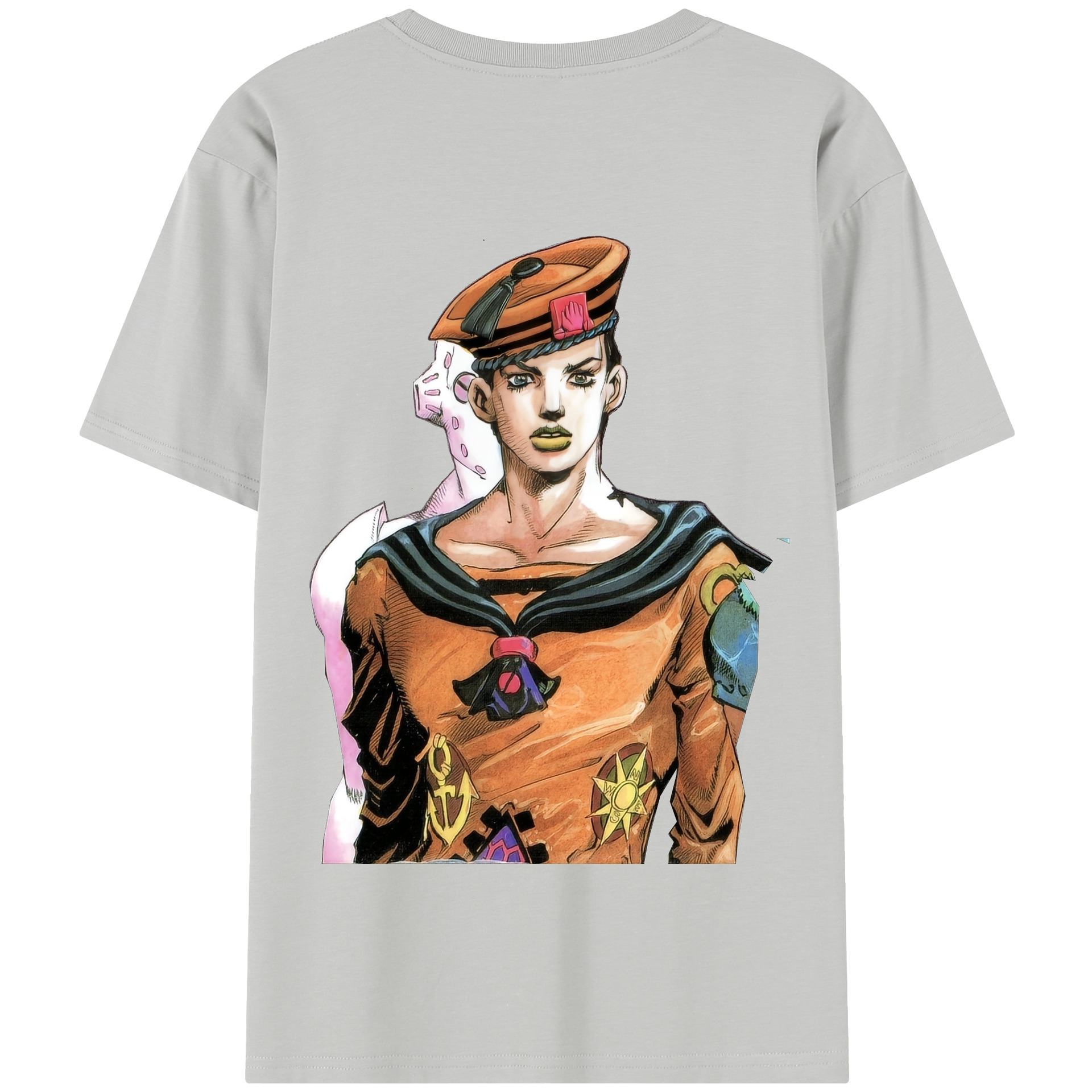 （画像用） ジョジョの奇妙な冒険 東方定助 JoJo's Bizarre Adventure Higashikata Josuke 綿100％半袖Tシャツ（背面プリント）