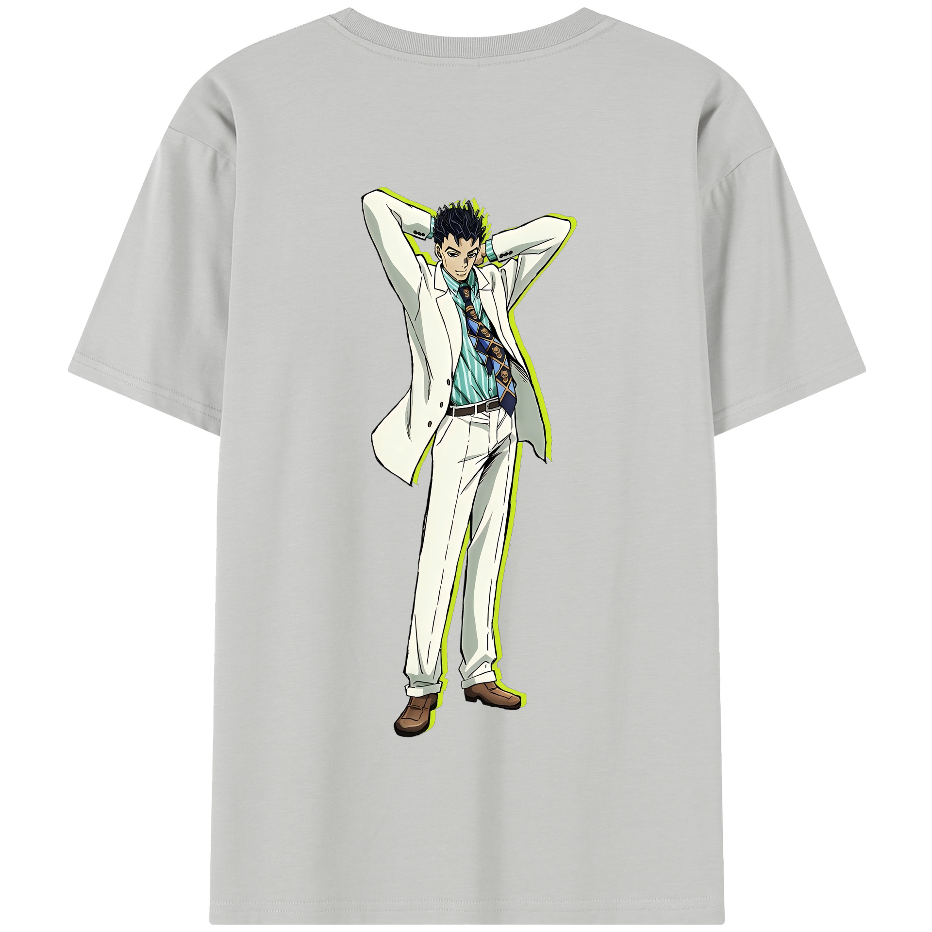 （画像用） ジョジョの奇妙な冒険 きら よしかげ JoJo's Bizarre Adventure Kira Yoshikage 綿100％半袖Tシャツ（背面プリント）