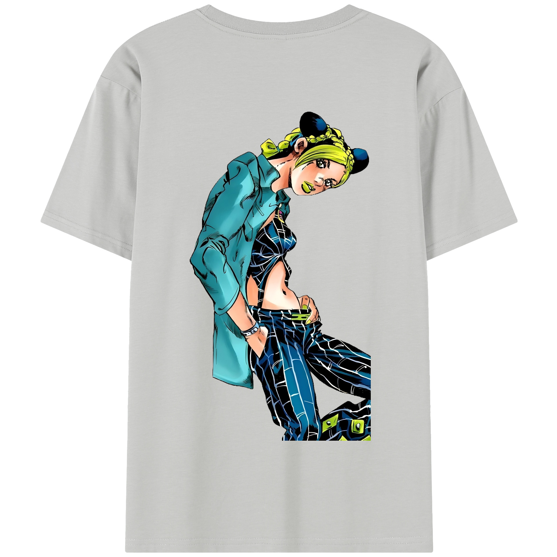 （画像用） "ジョジョの奇妙な冒険 くうじょう ジョリーン JoJo's Bizarre Adventure Jolyne Cujoh " 綿100％半袖Tシャツ（背面プリント）