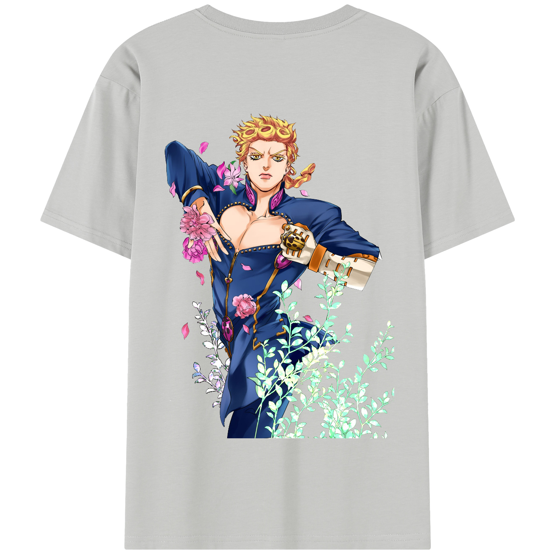 （画像用） ジョジョの奇妙な冒険 ジョルノ?ジョバァーナ JoJo's Bizarre Adventure Giorno Giovanna 綿100％半袖Tシャツ（背面プリント）