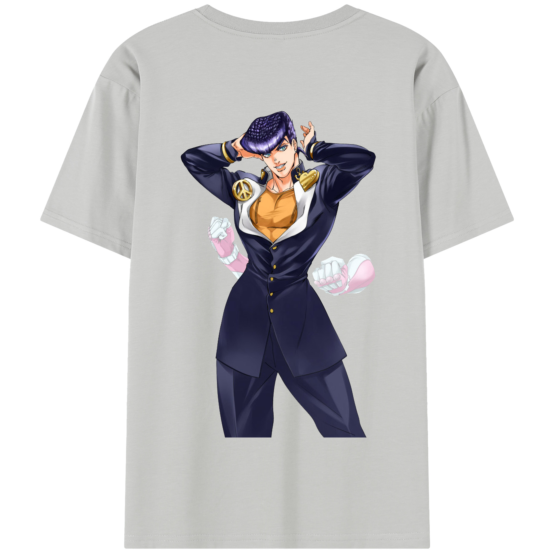 （画像用） ジョジョの奇妙な冒険 ひがしかた じょうすけ JoJo's Bizarre Adventure Higashikata Josuke 綿100％半袖Tシャツ（背面プリント）