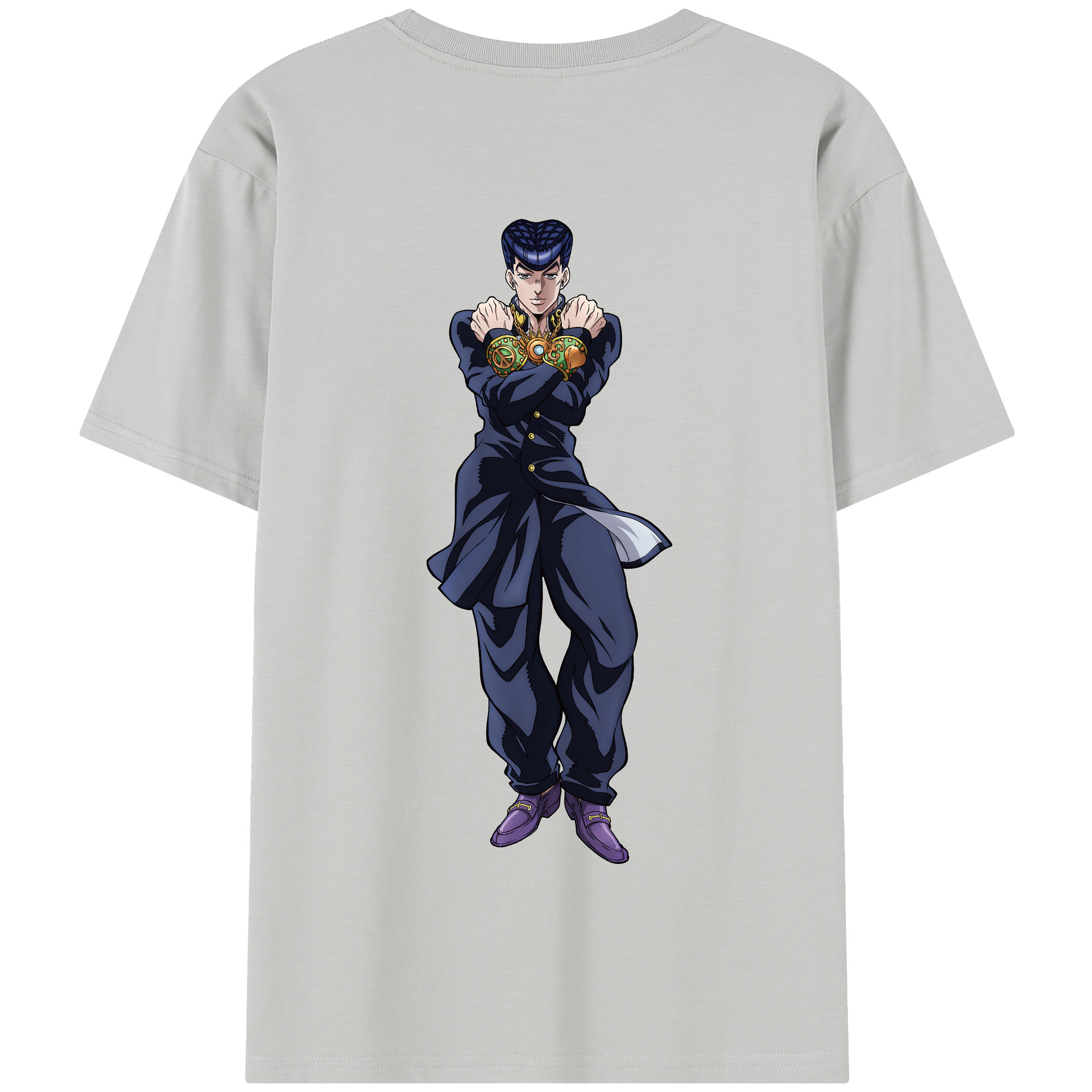 （画像用） ジョジョの奇妙な冒険 ひがしかた じょうすけ JoJo's Bizarre Adventure Higashikata Josuke 綿100％半袖Tシャツ（背面プリント）