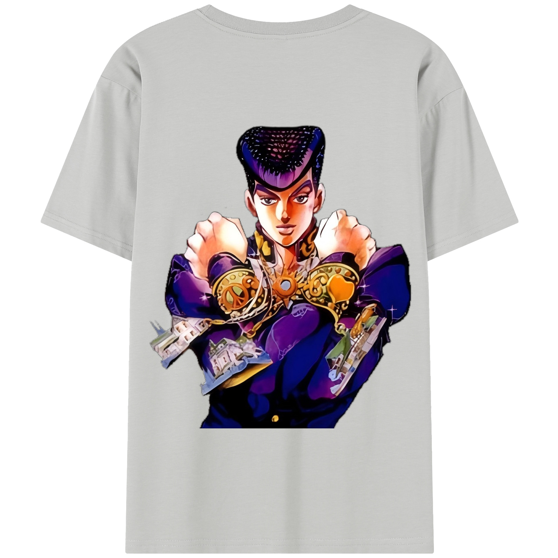 （画像用） ジョジョの奇妙な冒険 ひがしかた じょうすけ JoJo's Bizarre Adventure Higashikata Josuke 綿100％半袖Tシャツ（背面プリント）