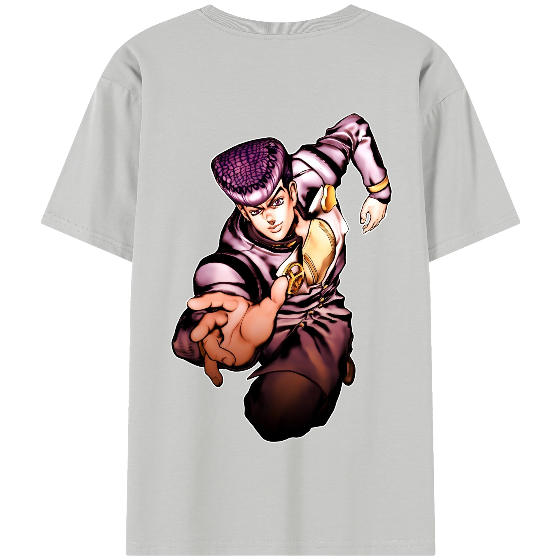 （画像用） ジョジョの奇妙な冒険 ひがしかた じょうすけ JoJo's Bizarre Adventure Higashikata Josuke 綿100％半袖Tシャツ（背面プリント）
