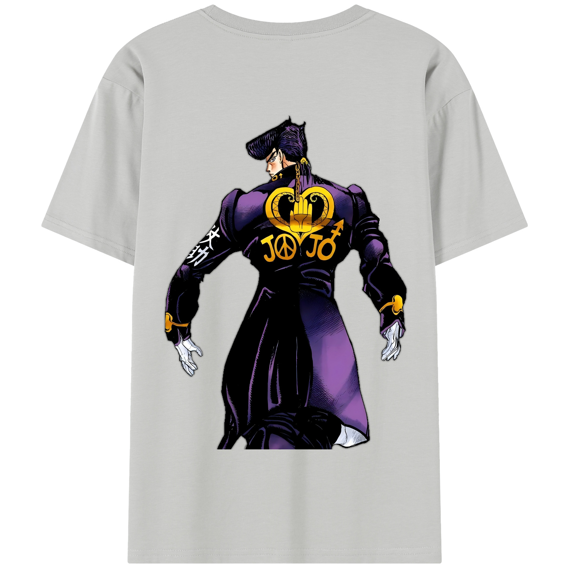 （画像用） ジョジョの奇妙な冒険 ひがしかた じょうすけ JoJo's Bizarre Adventure Higashikata Josuke 綿100％半袖Tシャツ（背面プリント）