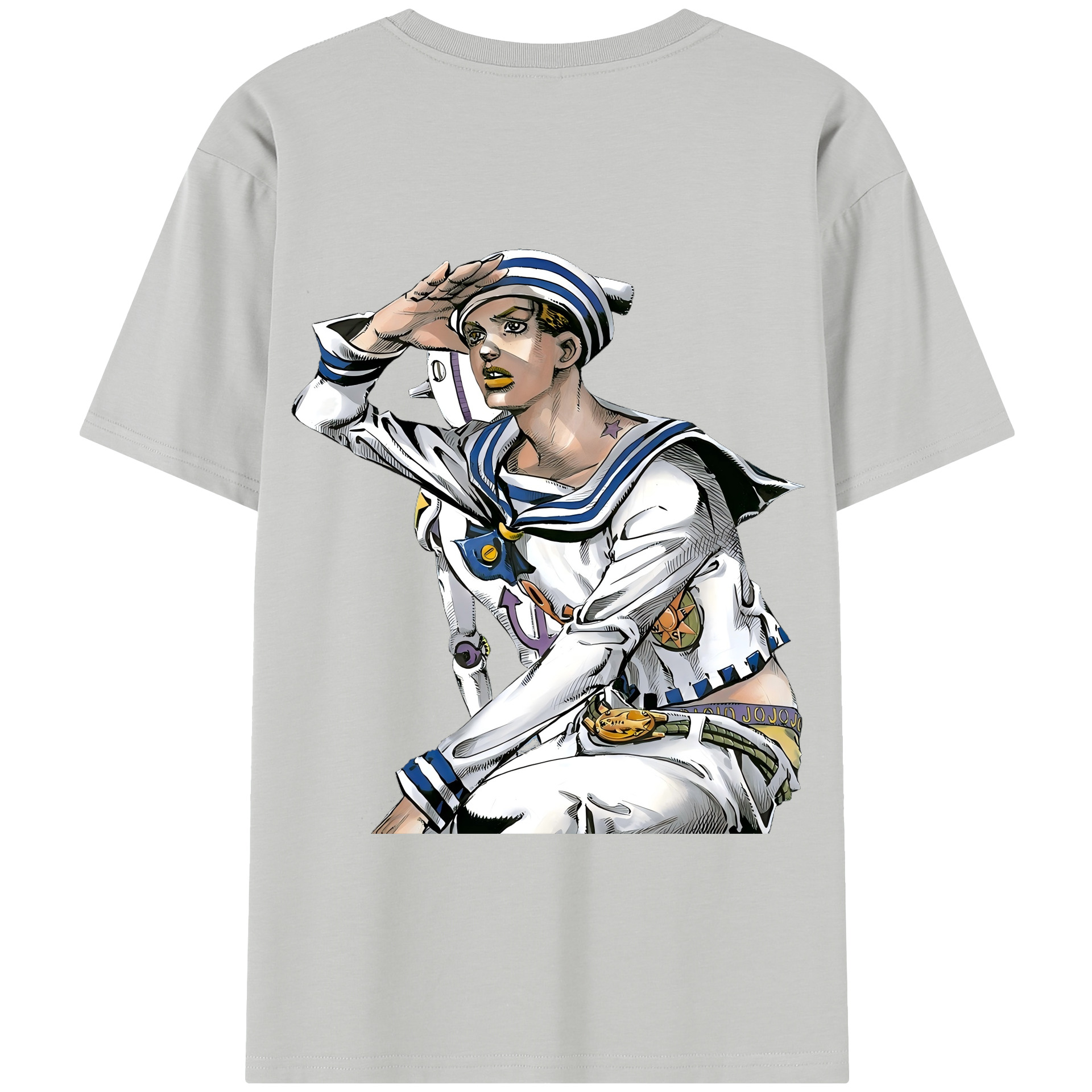 （画像用） ジョジョの奇妙な冒険 東方定助 JoJo's Bizarre Adventure Higashikata Josuke 綿100％半袖Tシャツ（背面プリント）