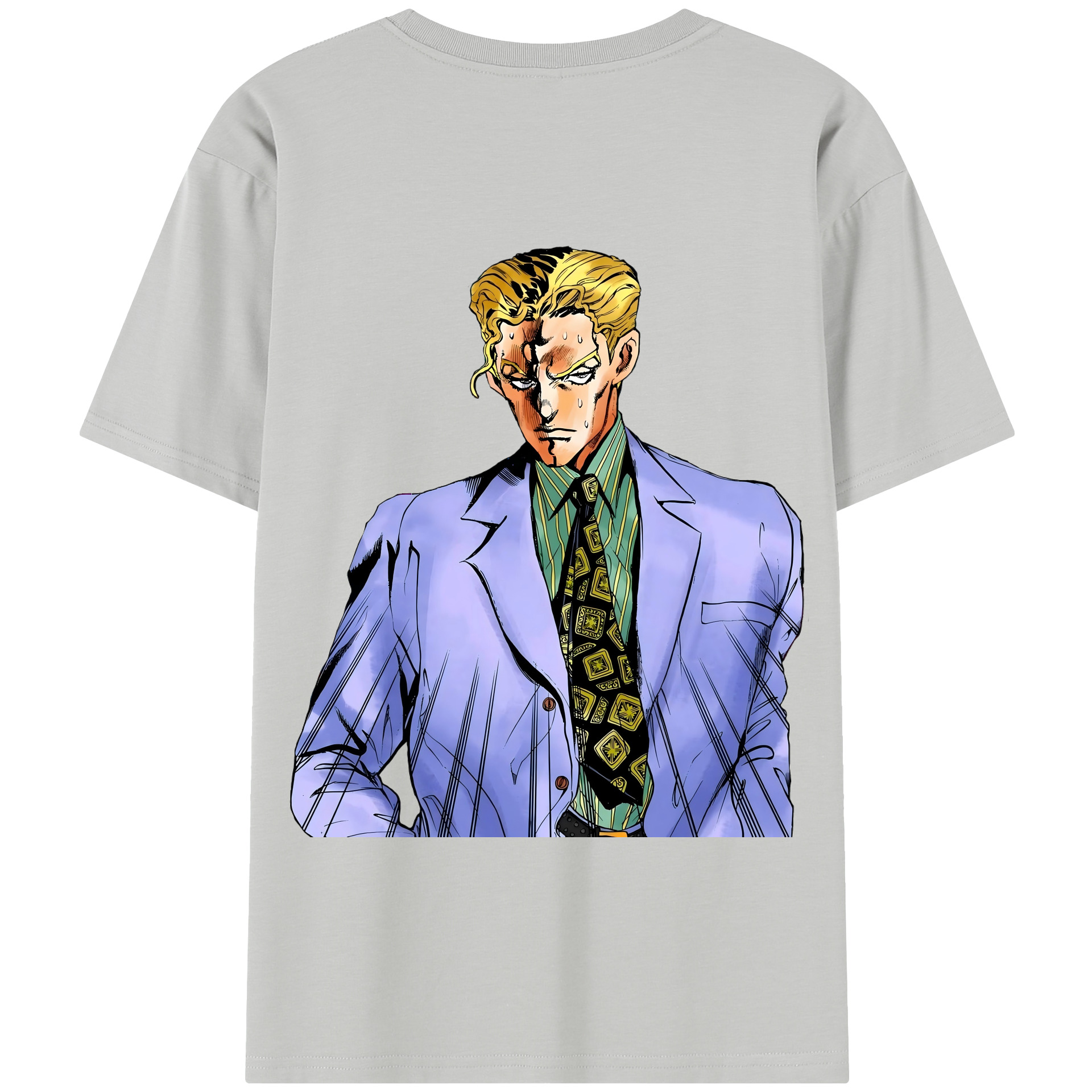 （画像用） ジョジョの奇妙な冒険 きら よしかげ JoJo's Bizarre Adventure Kira Yoshikage 綿100％半袖Tシャツ（背面プリント）