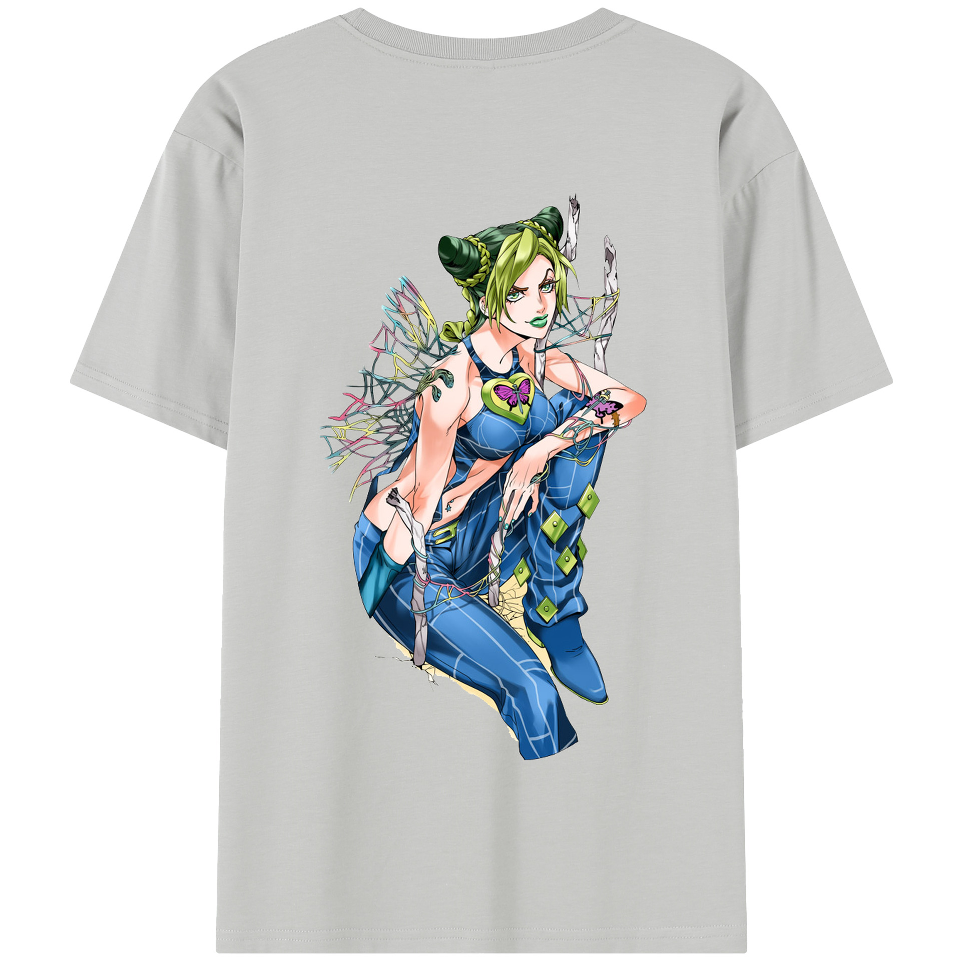 （画像用） "ジョジョの奇妙な冒険 くうじょう ジョリーン JoJo's Bizarre Adventure Jolyne Cujoh " 綿100％半袖Tシャツ（背面プリント）