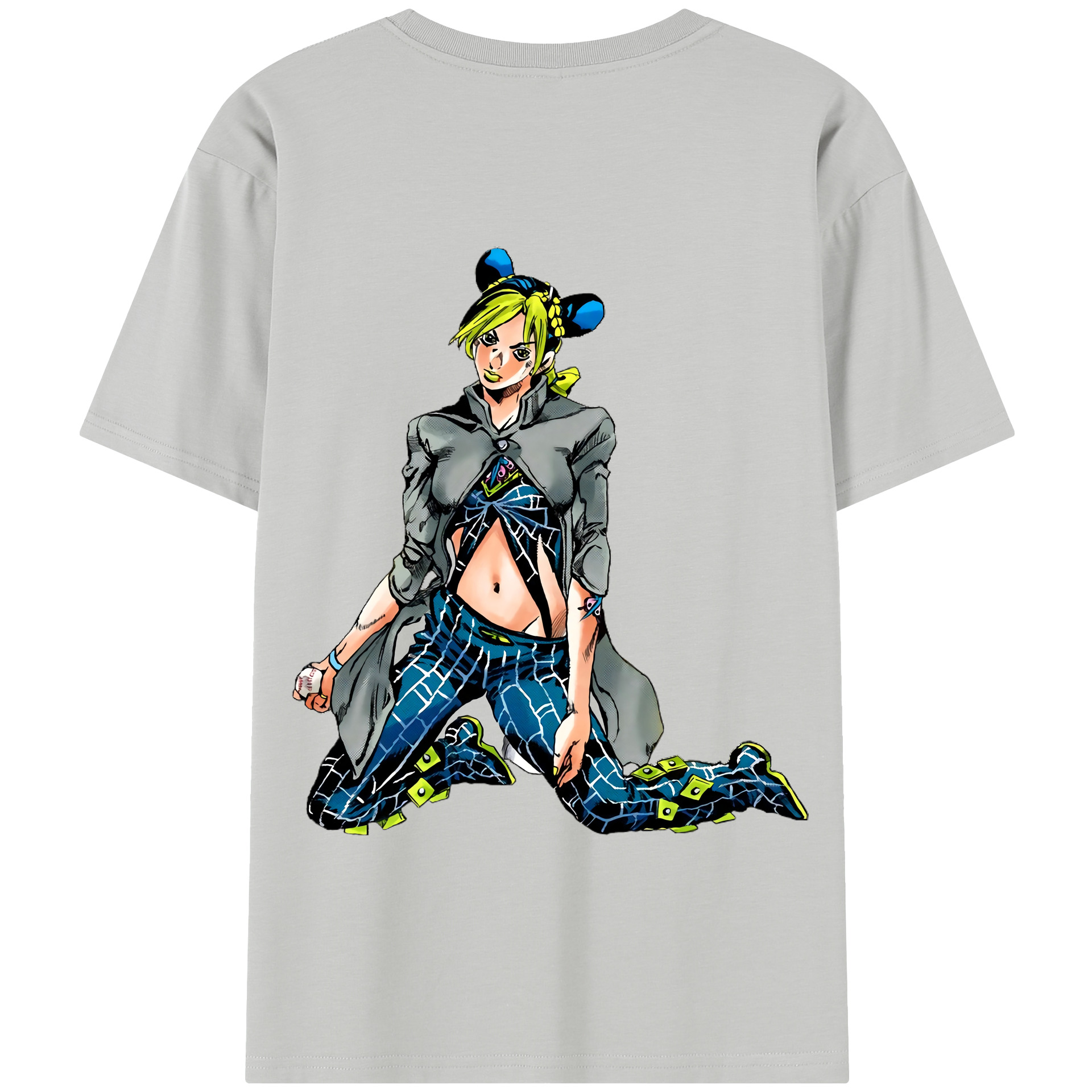 （画像用） "ジョジョの奇妙な冒険 くうじょう ジョリーン JoJo's Bizarre Adventure Jolyne Cujoh " 綿100％半袖Tシャツ（背面プリント）