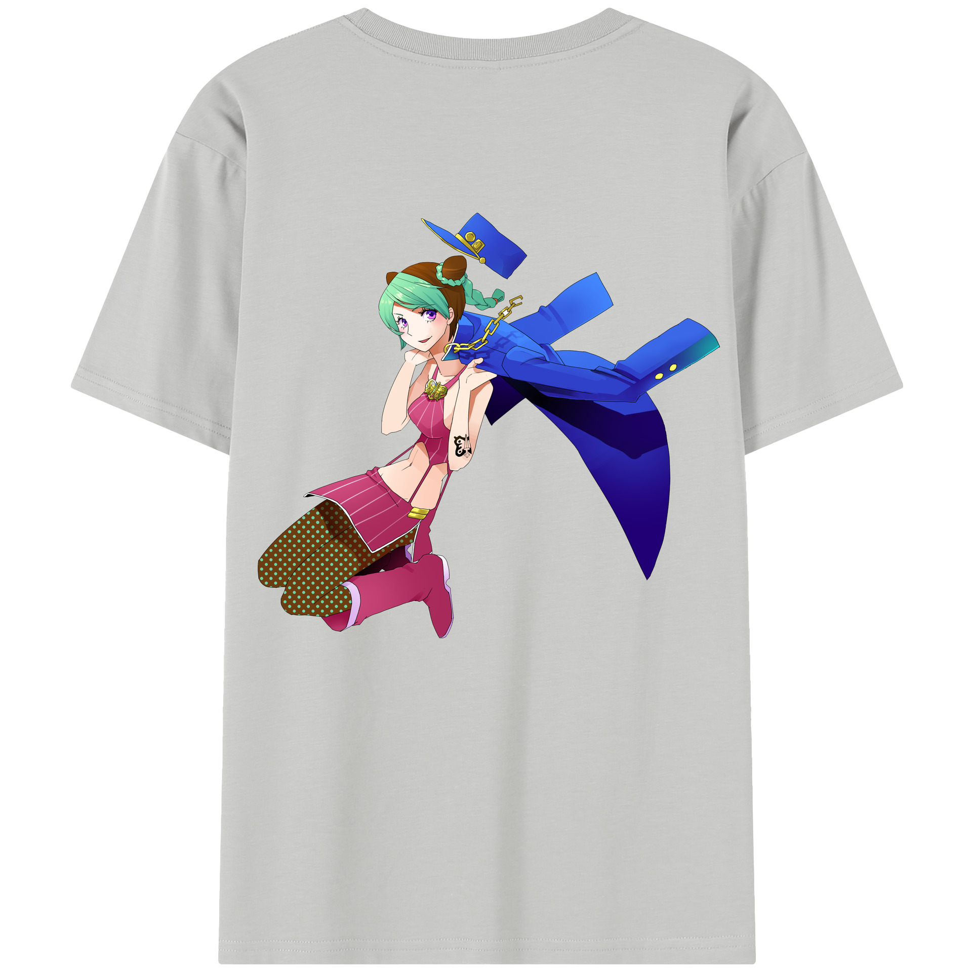 （画像用） "ジョジョの奇妙な冒険 くうじょう ジョリーン JoJo's Bizarre Adventure Jolyne Cujoh " 綿100％半袖Tシャツ（背面プリント）