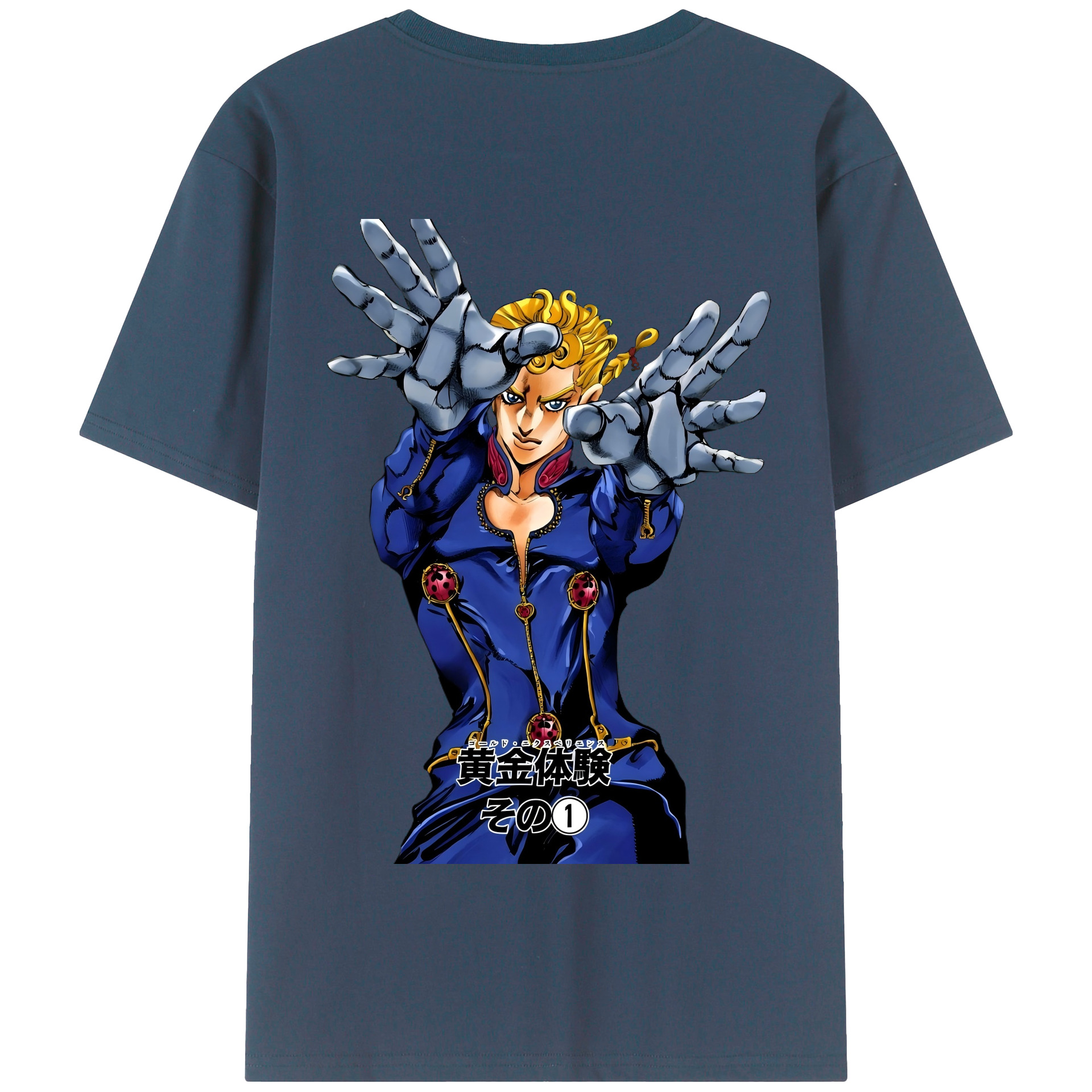 （画像用） ジョジョの奇妙な冒険 ジョルノ?ジョバァーナ JoJo's Bizarre Adventure Giorno Giovanna 綿100％半袖Tシャツ（背面プリント）